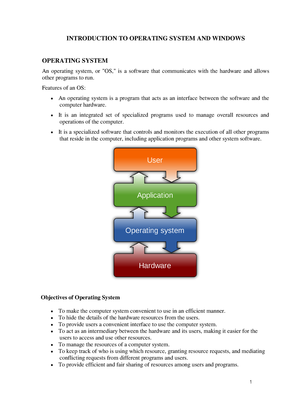 Intro To OS And Windows - INTRODUCTION TO OPERATING SYSTEM AND WINDOWS ...