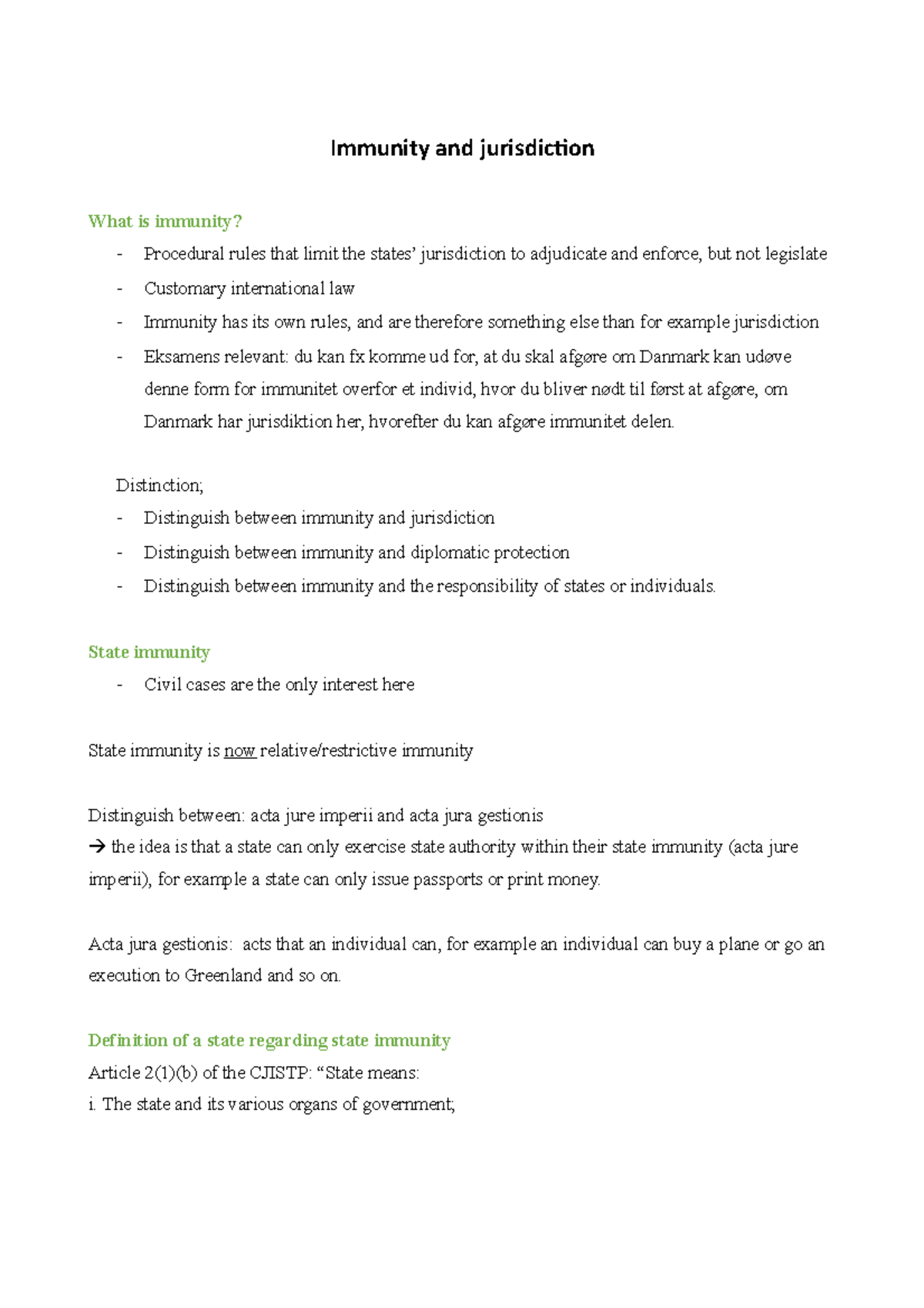 Immunity and jurisdiction Distinction; Distinguish between immunity