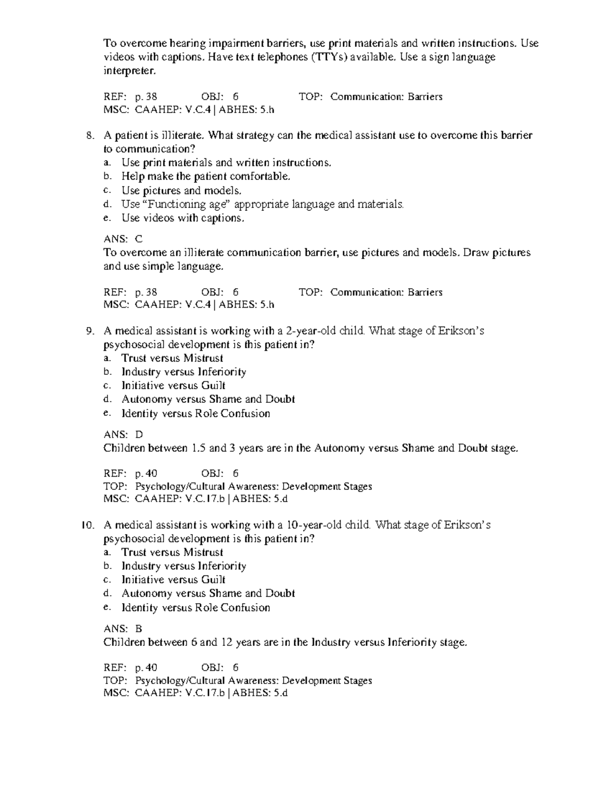 2-3 - Chapter 02: Therapeutic Communication Niedzwiecki: Kinn’s The ...