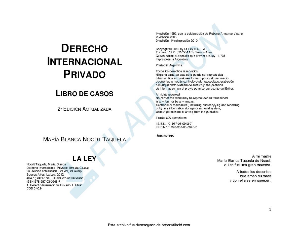 Manual de Noodt Taquela-1-36 - 1 DERECHO INTERNACIONAL PRIVADO LIBRO DE