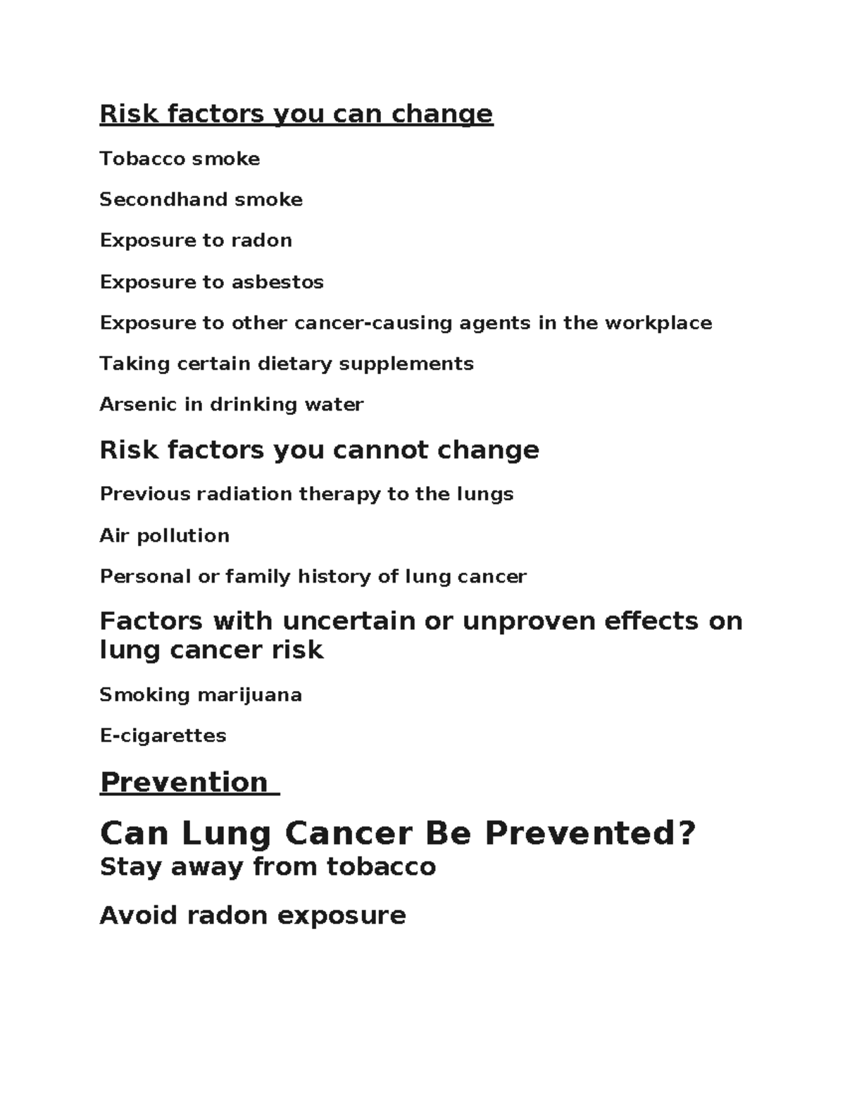 Risk factors you can change - Risk factors you can change Tobacco smoke ...