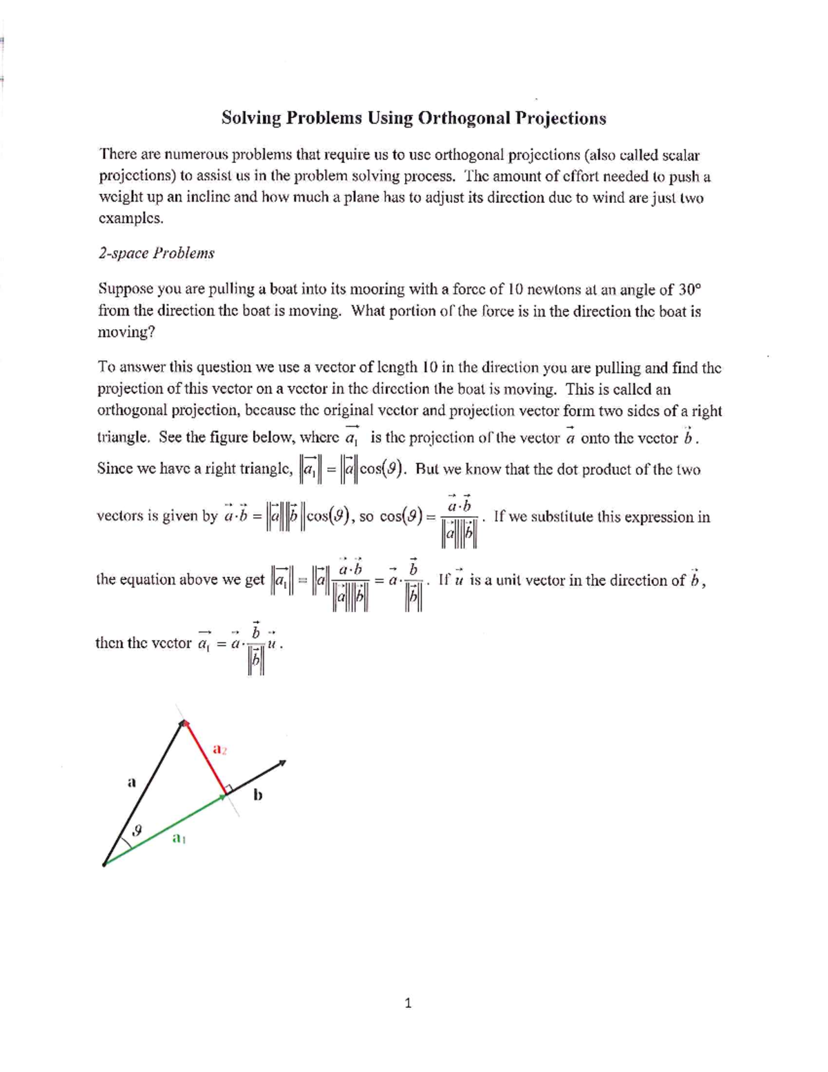 Orthogonal Projections - Calculus 2 - Studocu