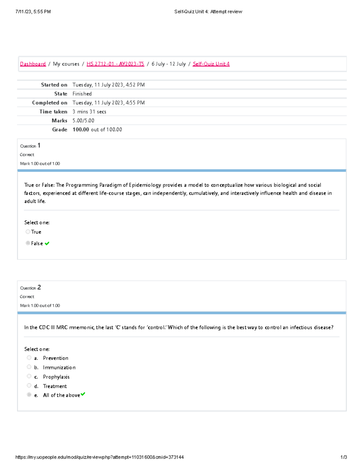 Self-Quiz Unit 4 Attempt Review - 7/11/23, 5:55 PM Self-Quiz Unit 4: Attempt Review - Studocu