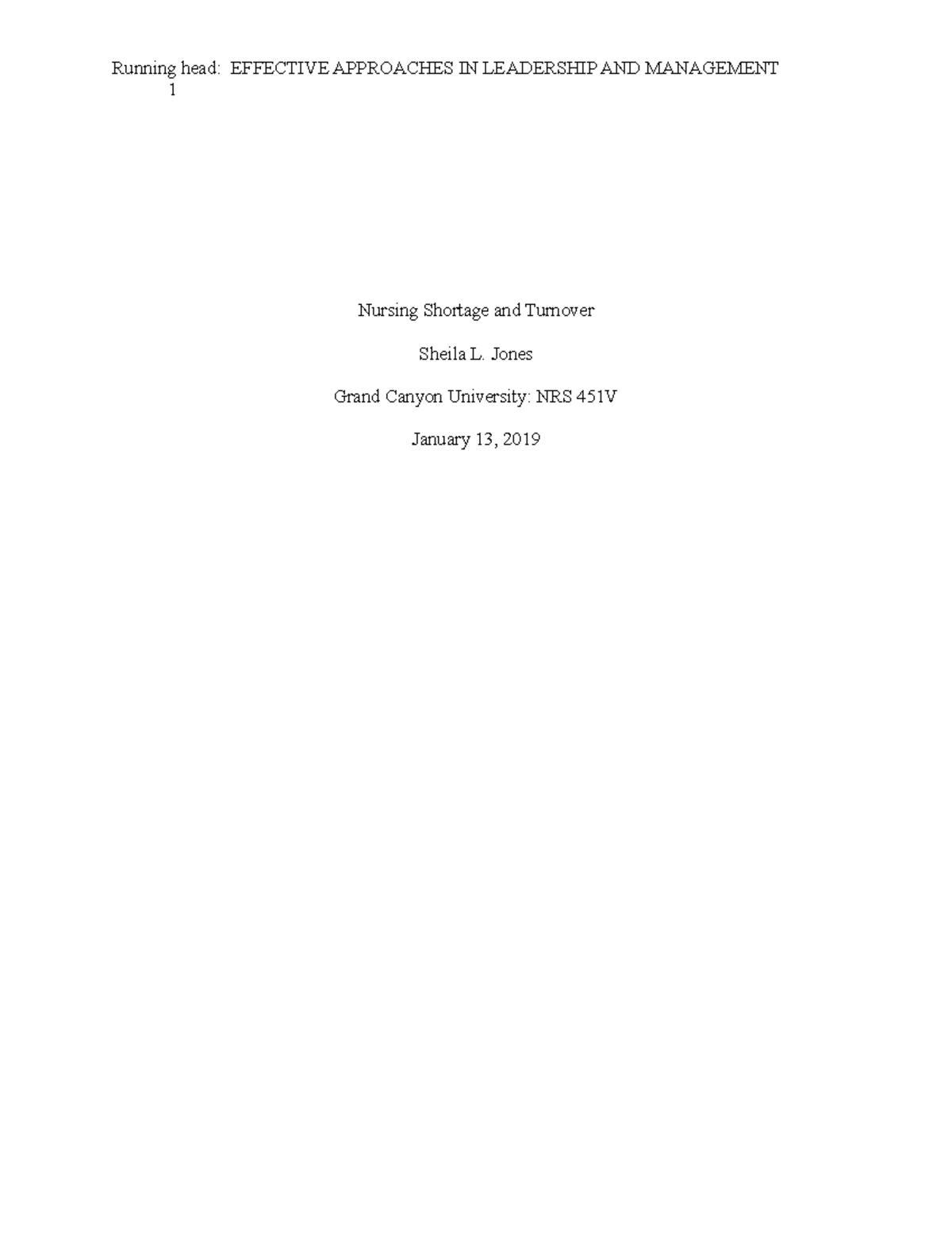 Benchmark nursing shortage and managers and leadership VN - Running ...