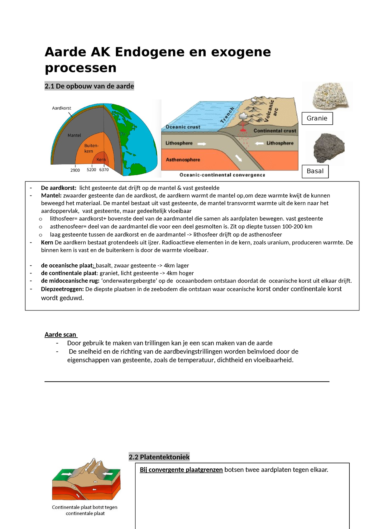 Aarde AK VWO5 H2 Samenvating Endogene En Exogene Processen (vwo 6 Aarde ...