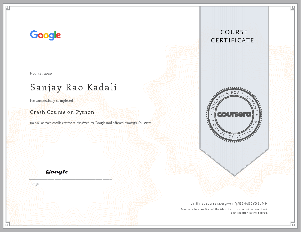 Google Python Crash Course - E D U C A T I O N F O R E V E R Y O N E C ...
