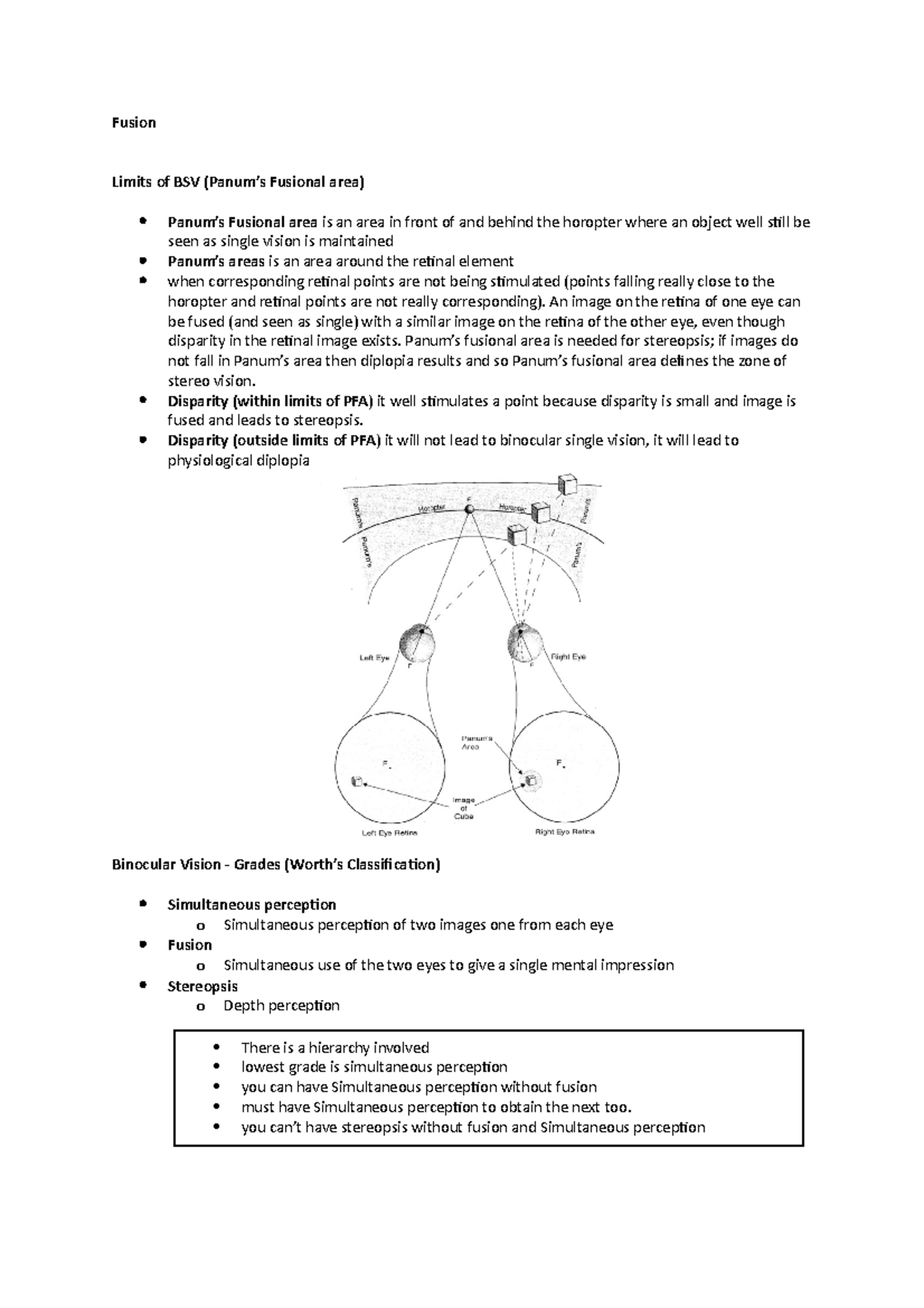 Fusion Binocular Vision And Refraction Fusion Limits of BSV (Panum