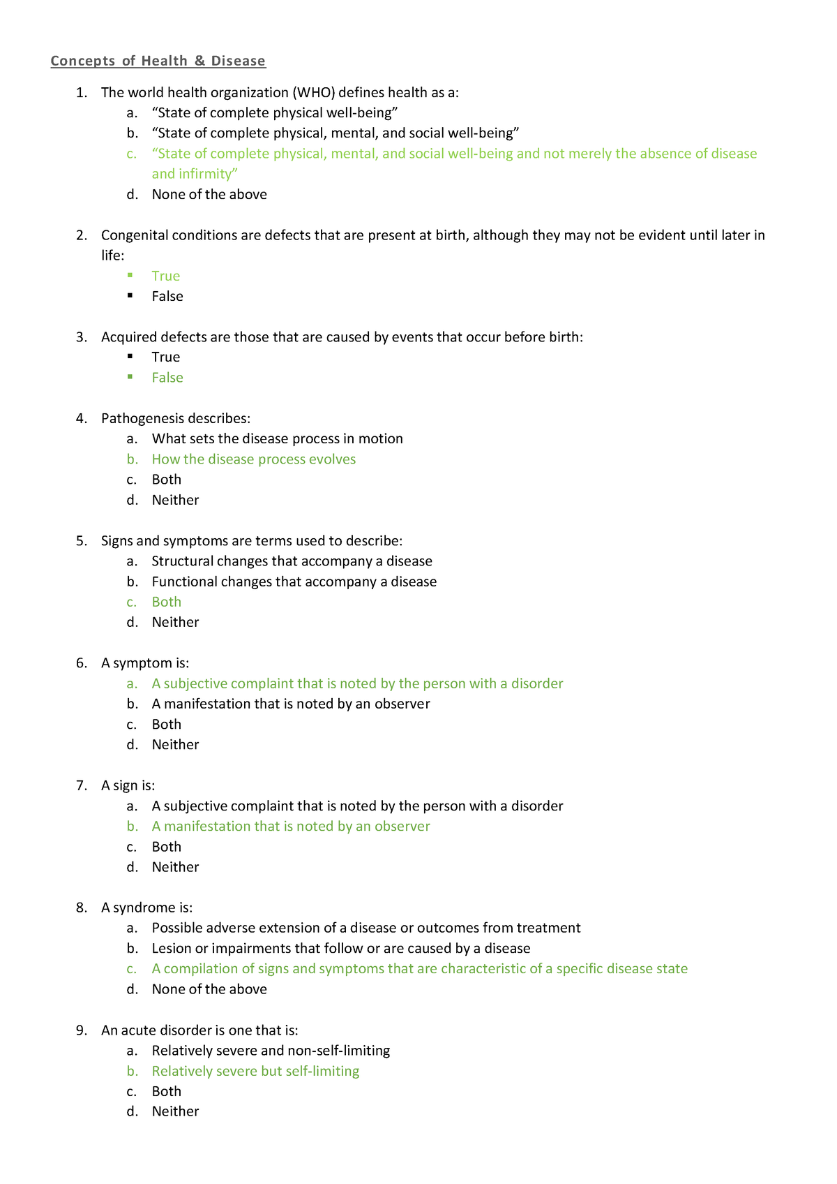 510 Pathophysiology - Summary Notes Passed Down By Seniors - Concepts 