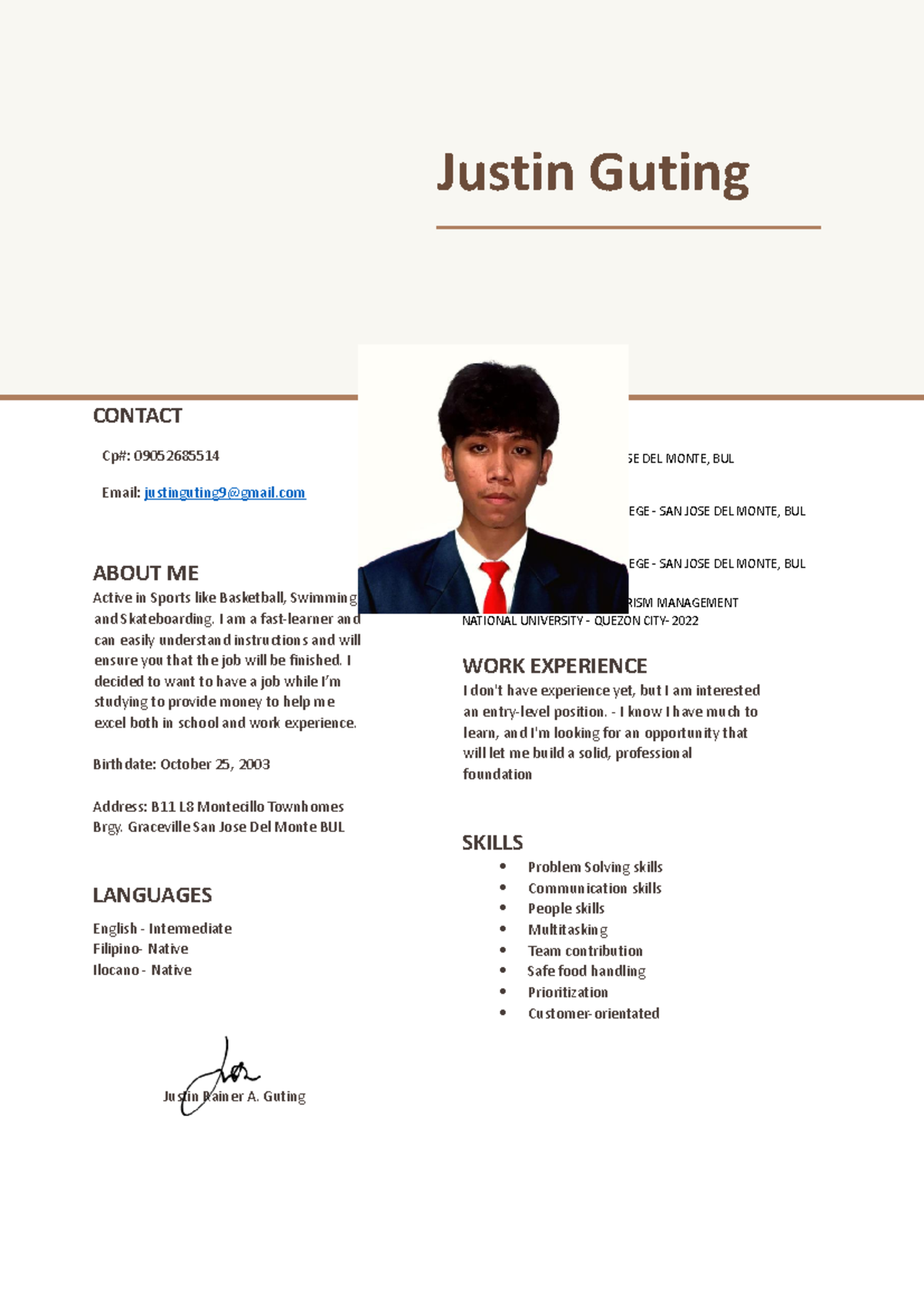Resume for your future references - CONTACT Cp#: 09052685514 Email ...