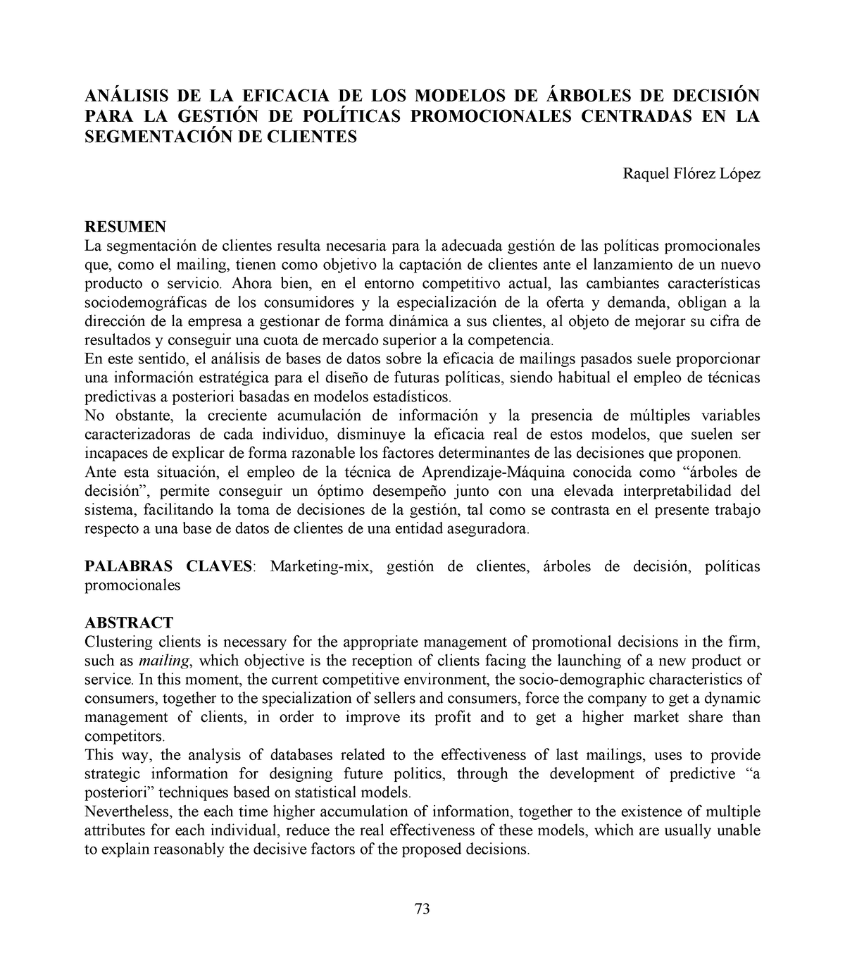 Analisis Arboles - AN¡LISIS DE LA EFICACIA DE LOS MODELOS DE ¡RBOLES DE ...