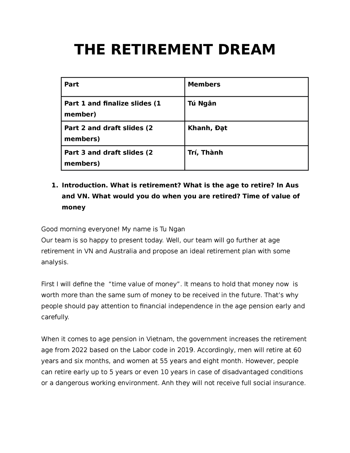 dream retirement essay