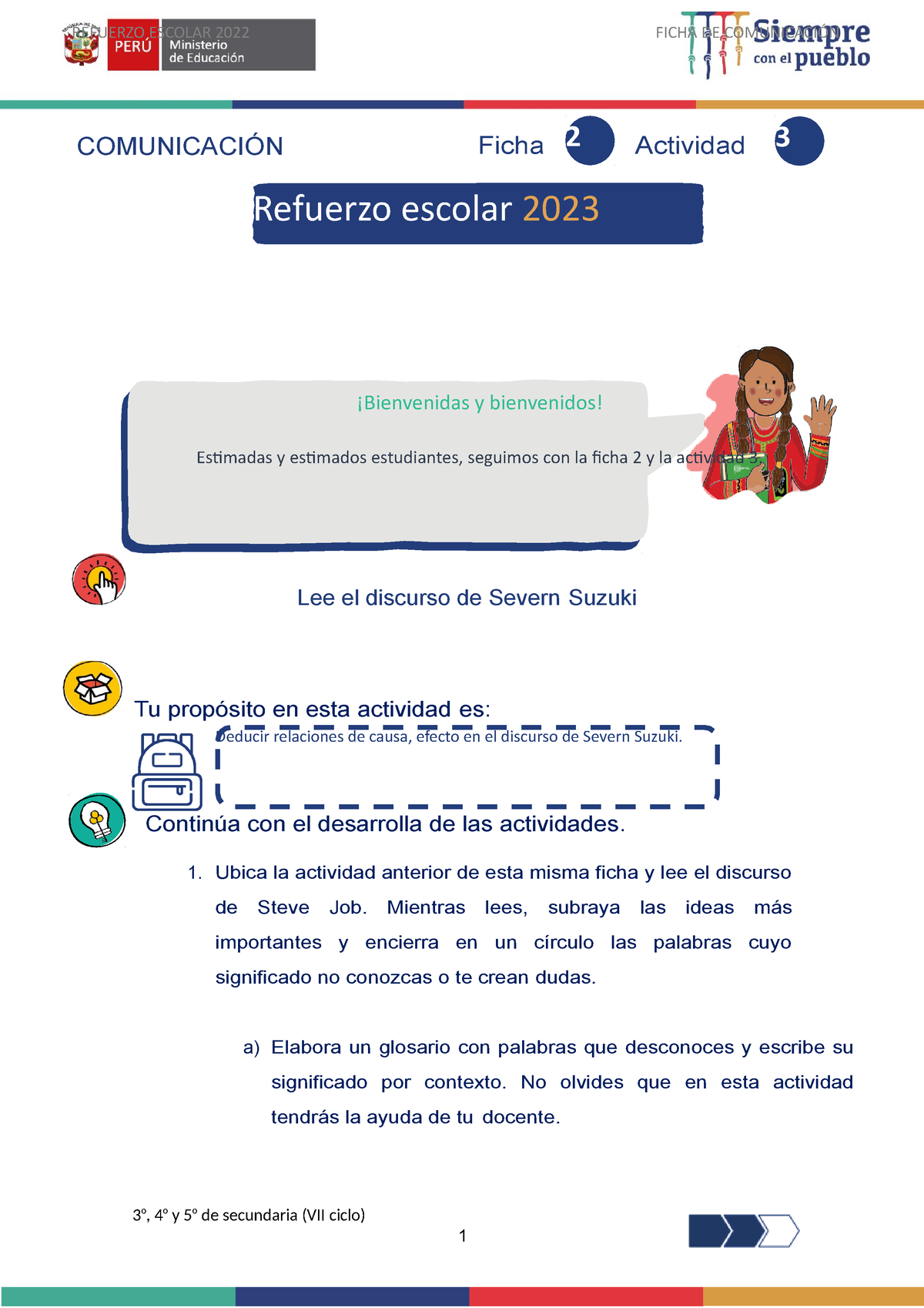 Ficha 2 Act 3 Vii Comunicacion - REFUERZO ESCOLAR 2022 FICHA DE ...