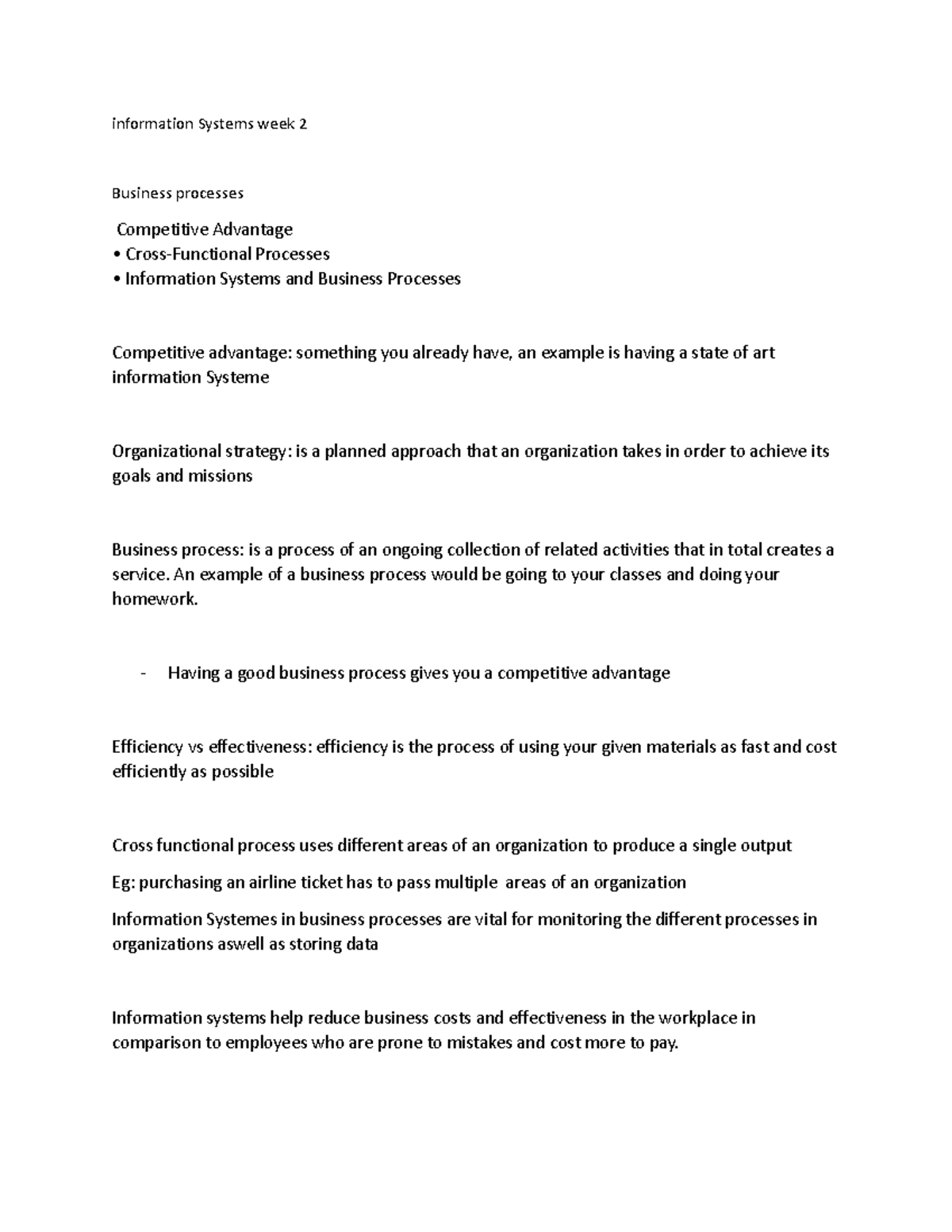 Intro to informations systems week 2 copy copy - information Systems ...
