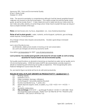 Agronomy notes for test 3 - Soil loss 4/ Universal soil loss equation ...