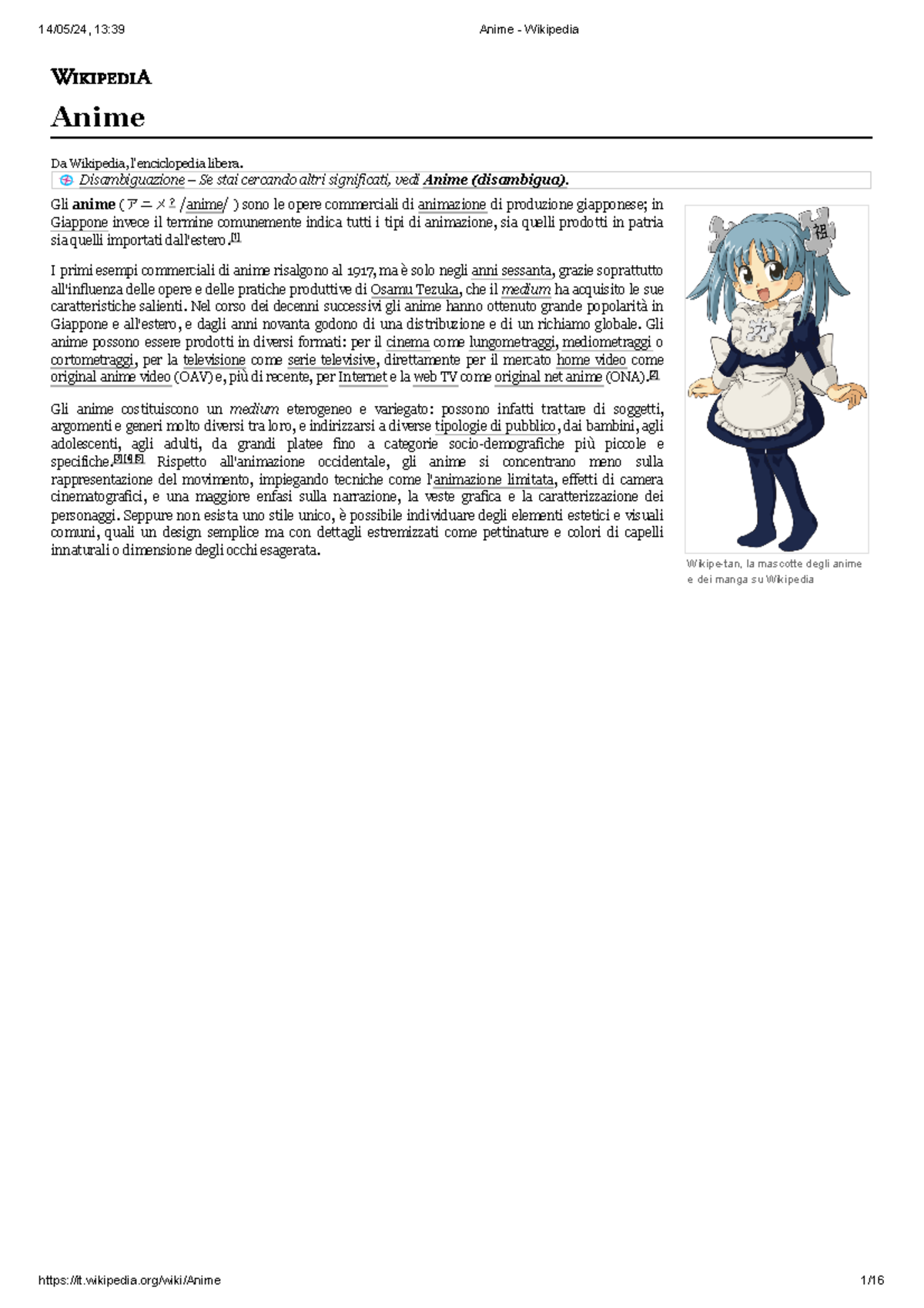 Anime - Wikipedia - Appunti - Wikipe-tan, la mascotte degli anime e dei  manga su Wikipedia Anime Da - Studocu