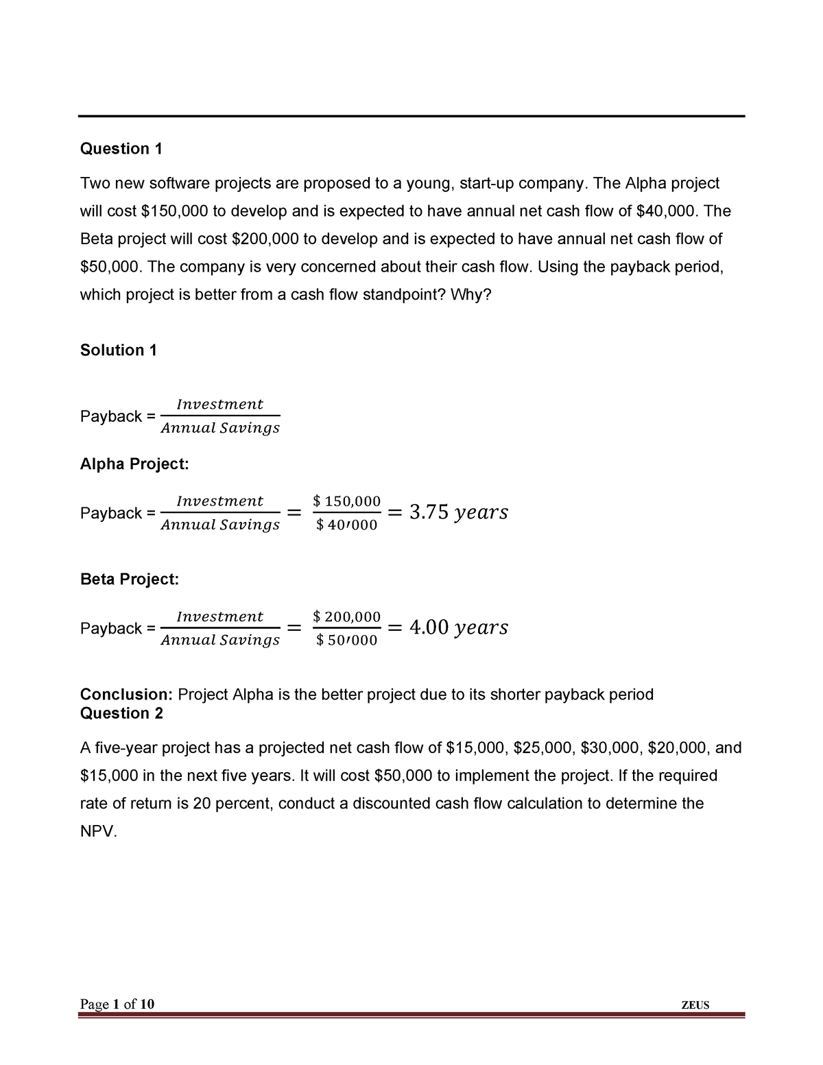 project management case study answers