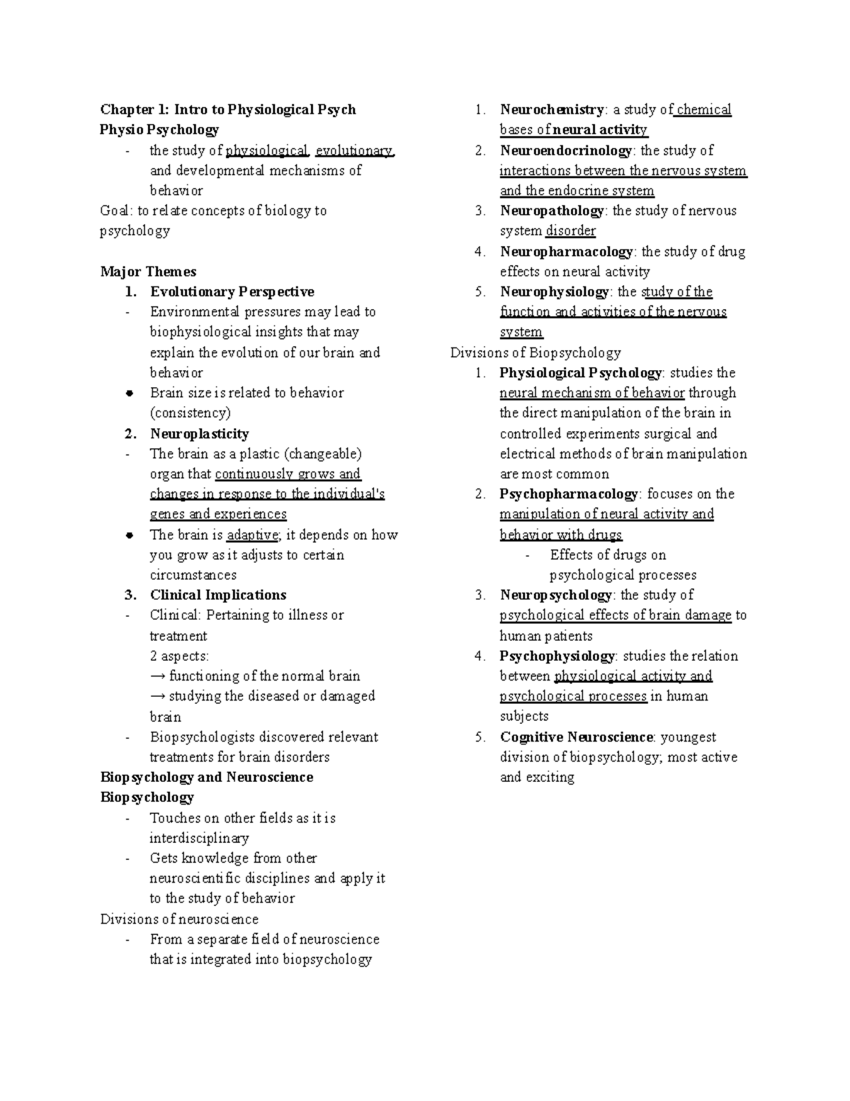 Physiological Psychology - Chapter 1: Intro To Physiological Psych ...