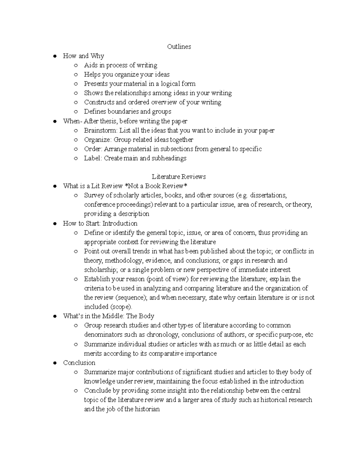 11 8 Class Notes - Outlines How and Why Aids in process of writing ...