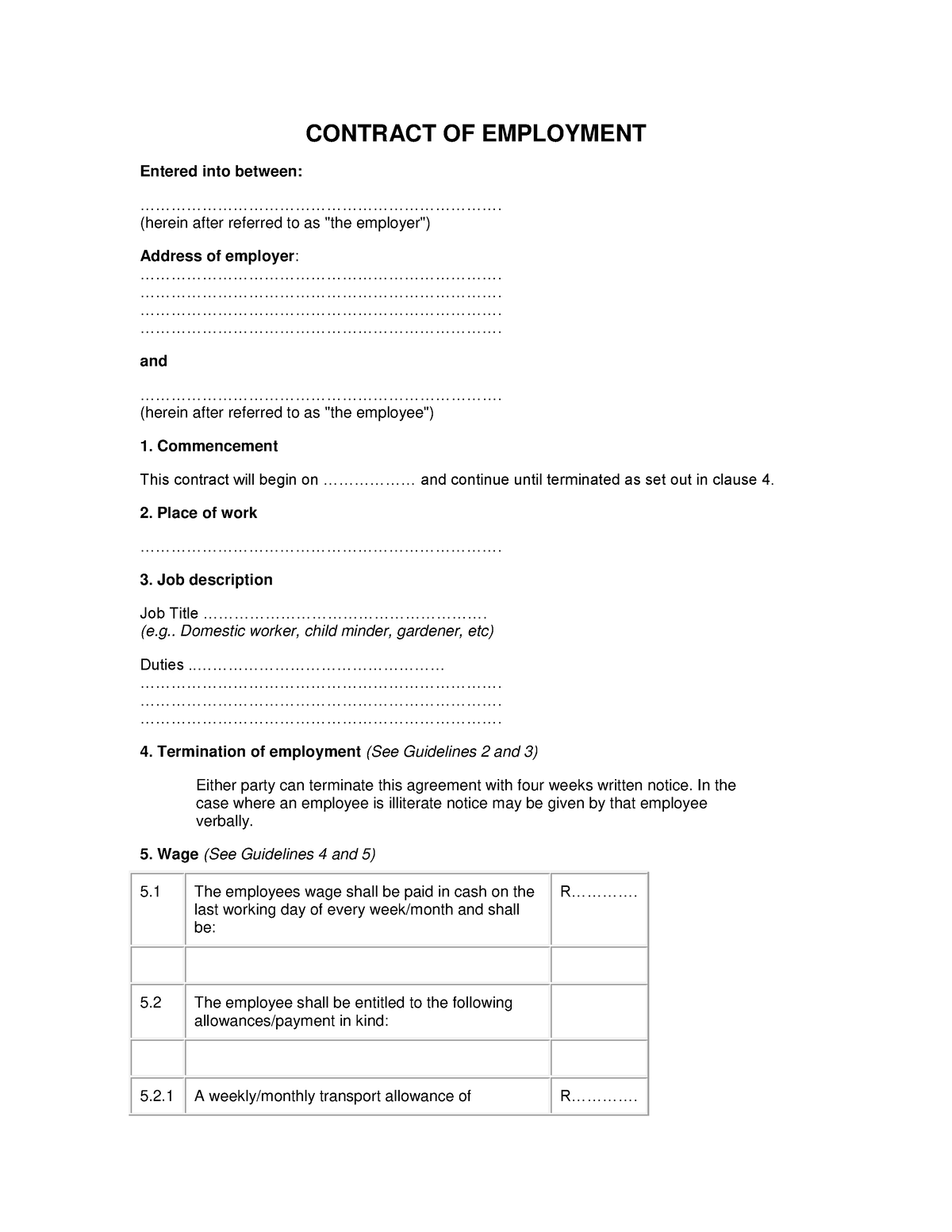 Sample - Employment Contract - CONTRACT OF EMPLOYMENT Entered into ...