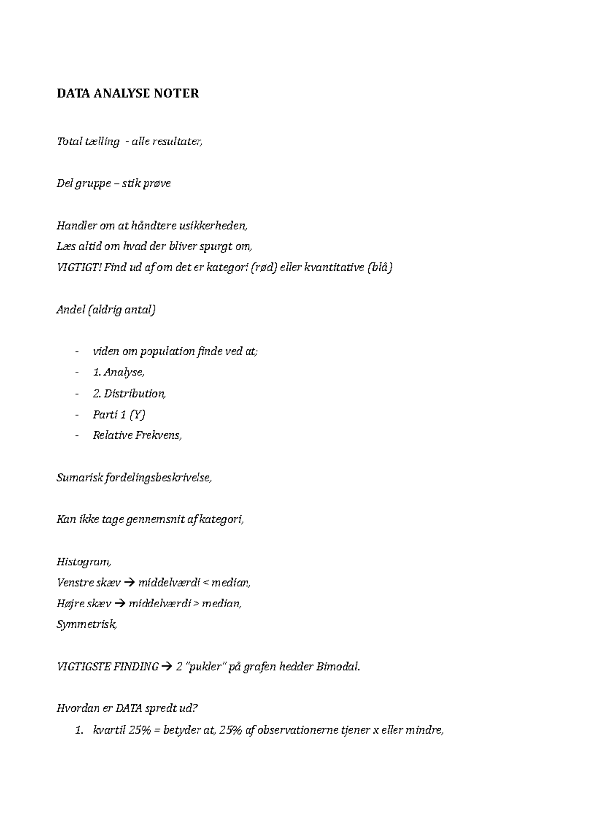 DATA- Analyse- Noter - Samlet Overblik - DATA ANALYSE NOTER Total ...