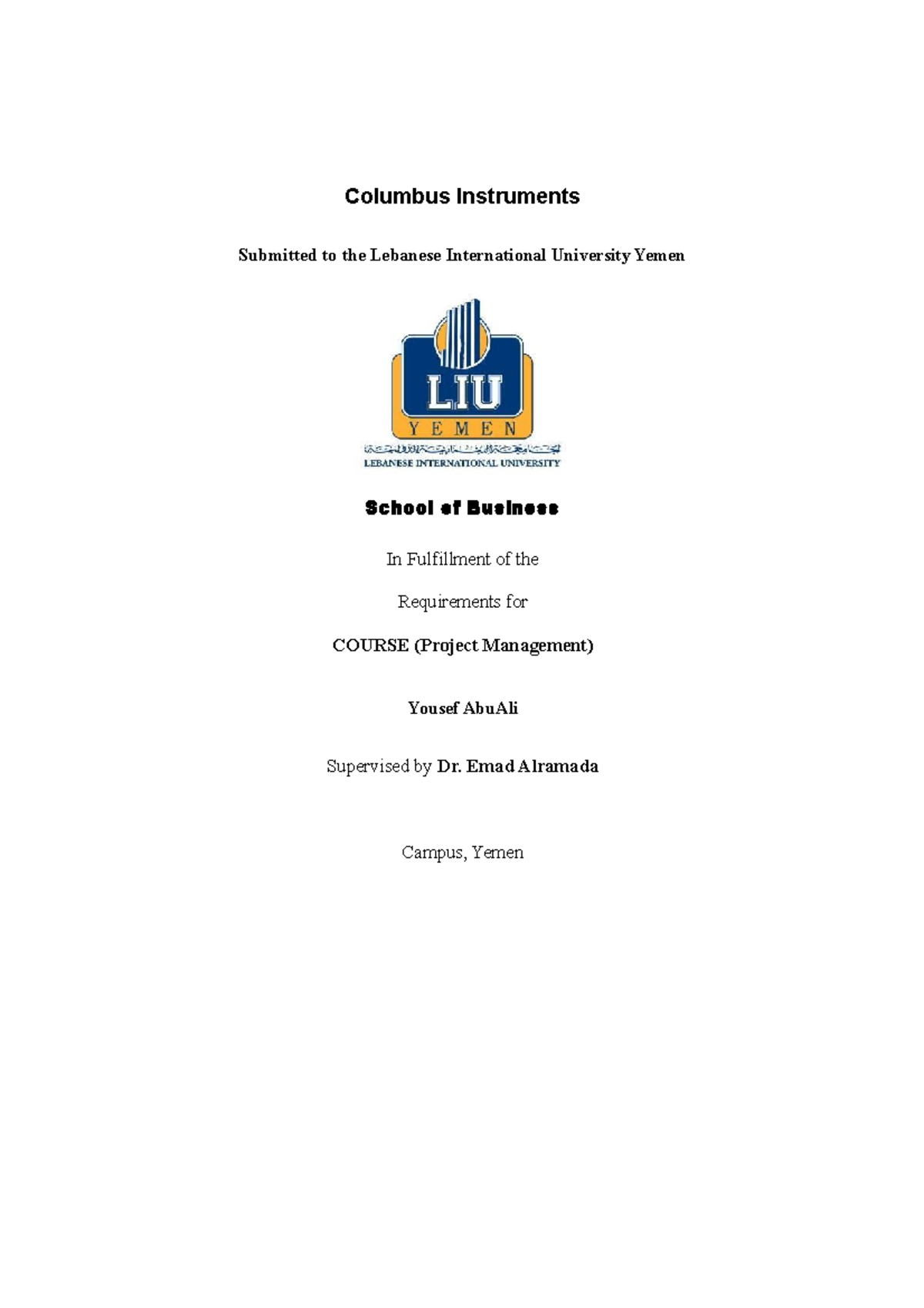 Columbus Instruments - Columbus Instruments Submitted to the Lebanese ...