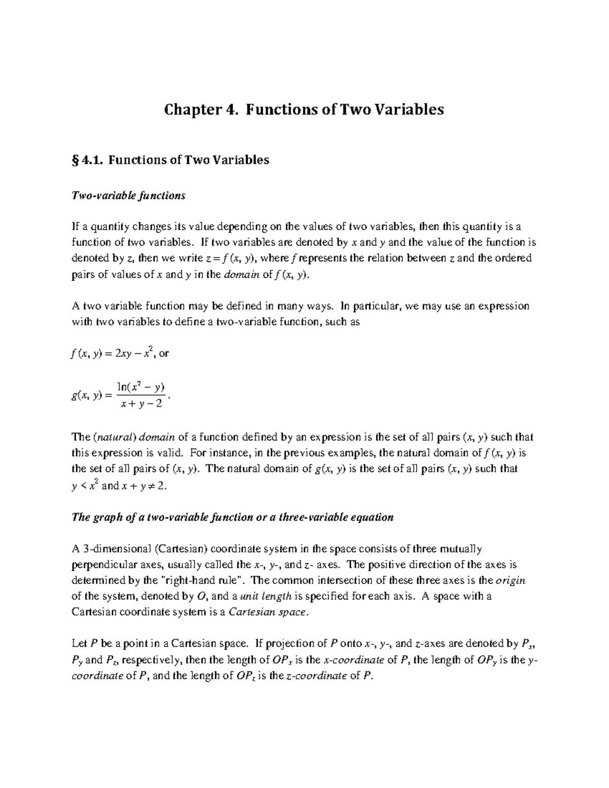 1300Notes F 19-Chap4 - Chapter 4. Functions of Two Variables § 4 ...