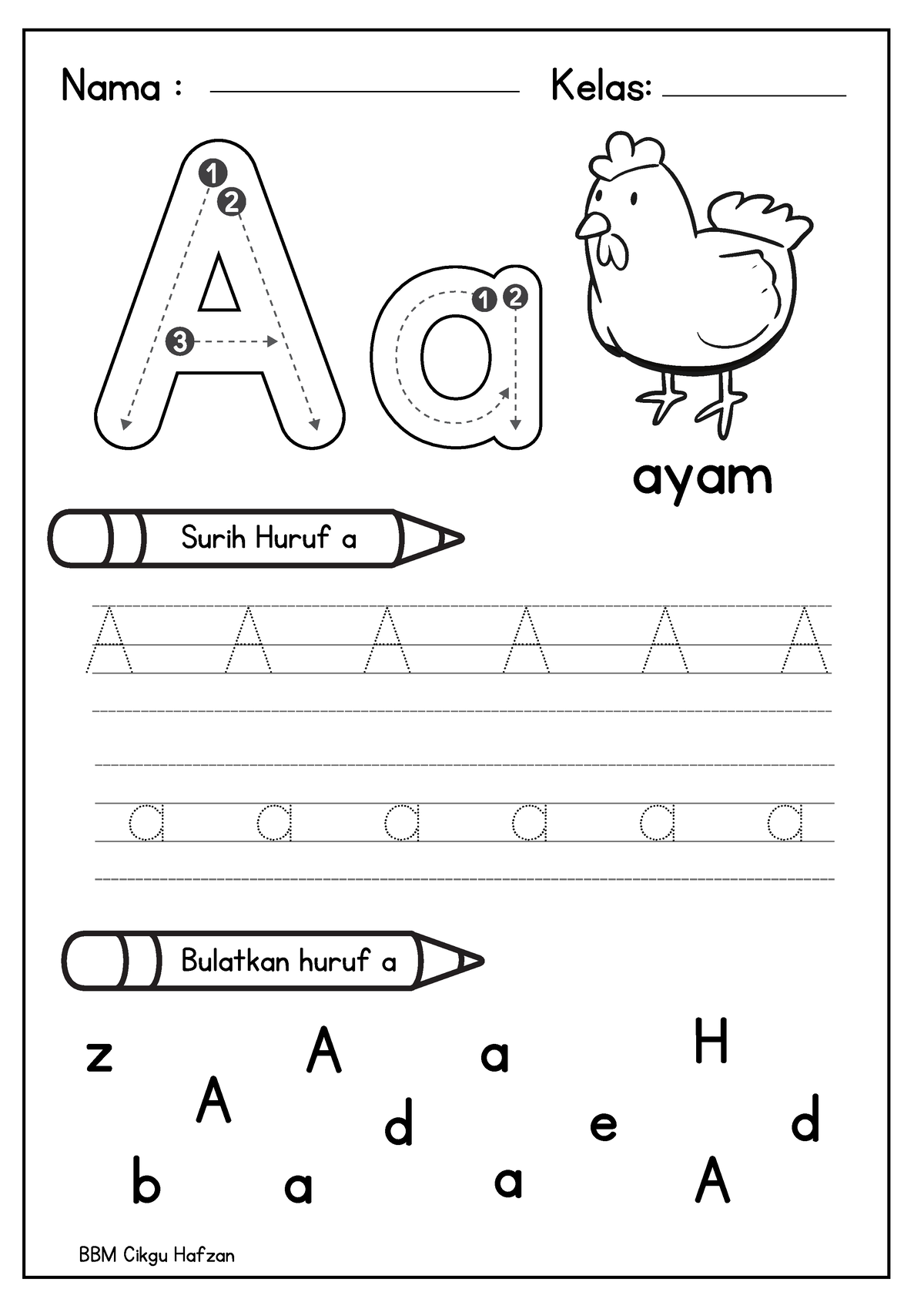 Lembaran Kerja Huruf - Sangat Baik - A A A A A A A A A A A A Surih ...