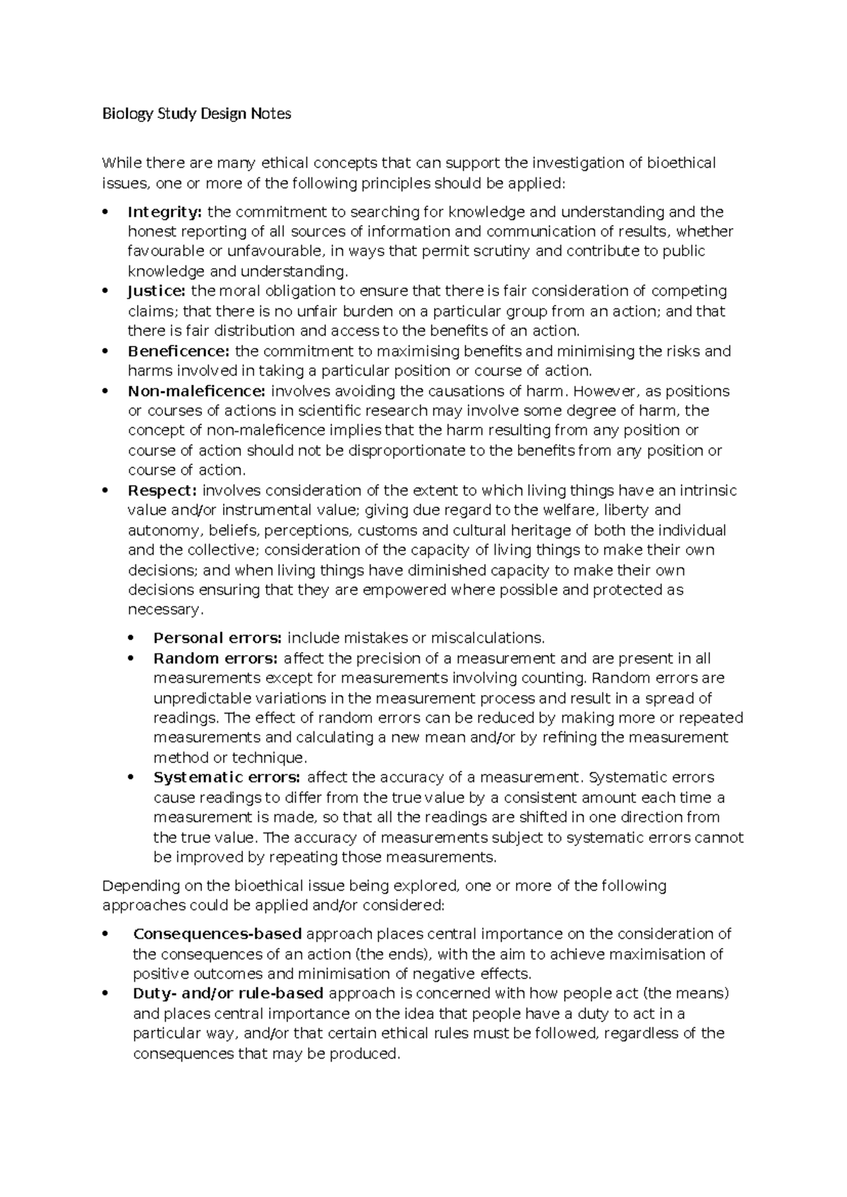 Biology Study Design Notes - Biology Study Design Notes While there are ...