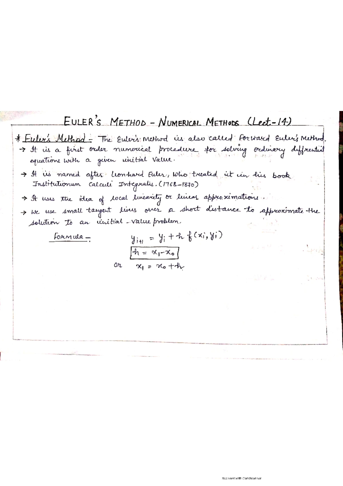 Eulers Method Notes and example problems - Computer Oriented Numerical ...