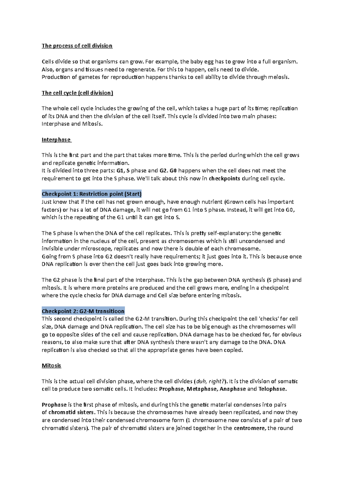 Cell biology The process of cell division and cell signalling term 1 ...