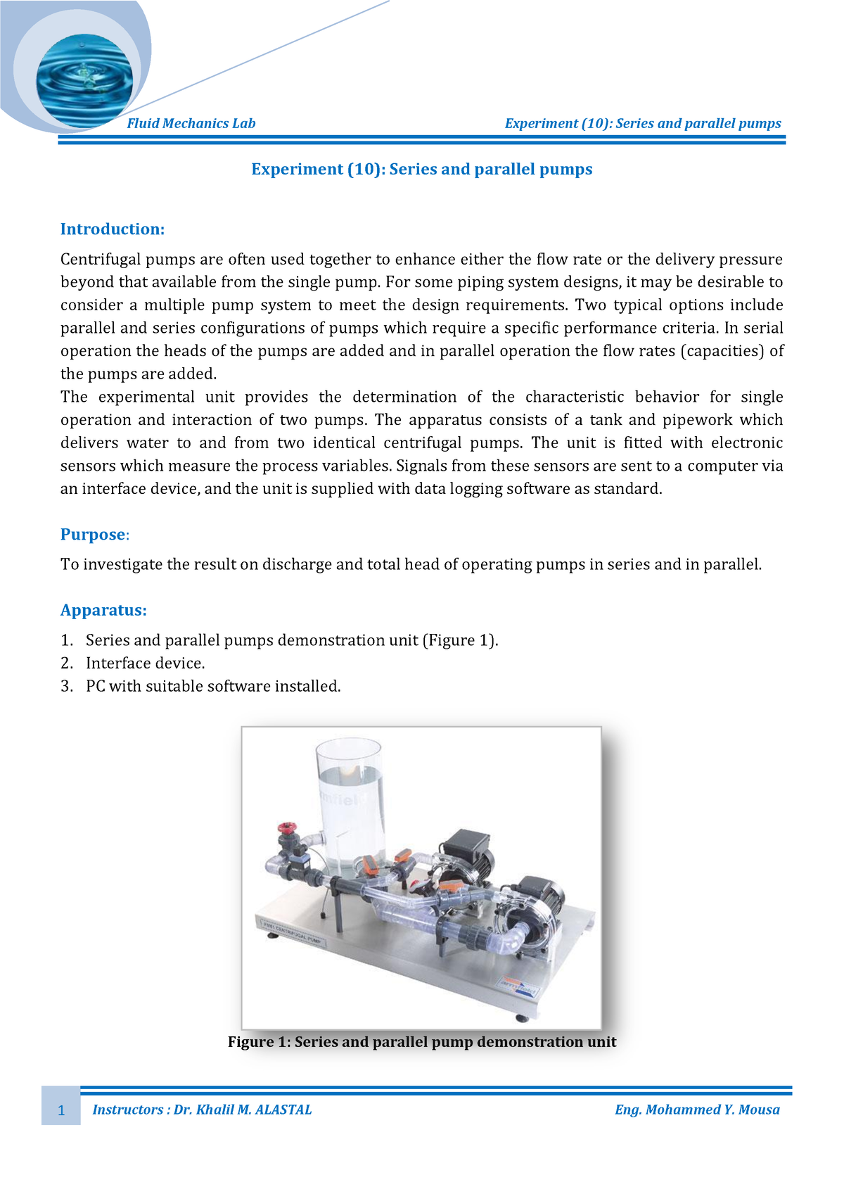 Experiment 10 4 Hydraulics Lab 2 - Experiment (10): Series And Parallel ...