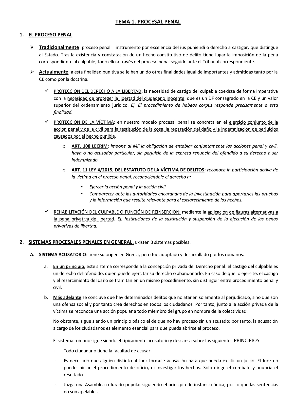 El Proceso Penal - TEMA 1. PROCESAL PENAL 1. EL PROCESO PENAL ...