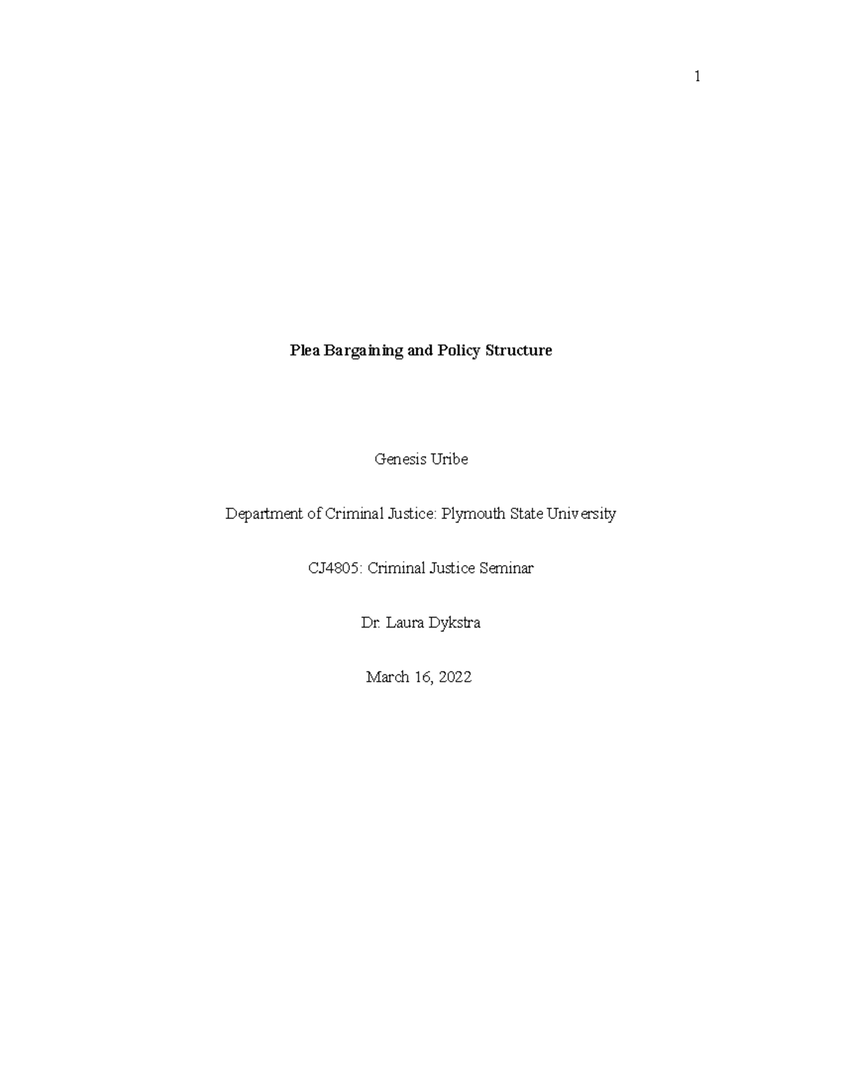 Plea Bargaining and Policy Structure - Plea Bargaining and Policy ...