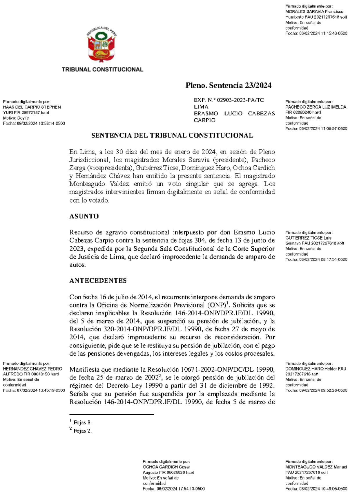 Pleno. Sentencia 23- 2024 - Pleno. Sentencia 23 /202 4 EXP. N.° 02903