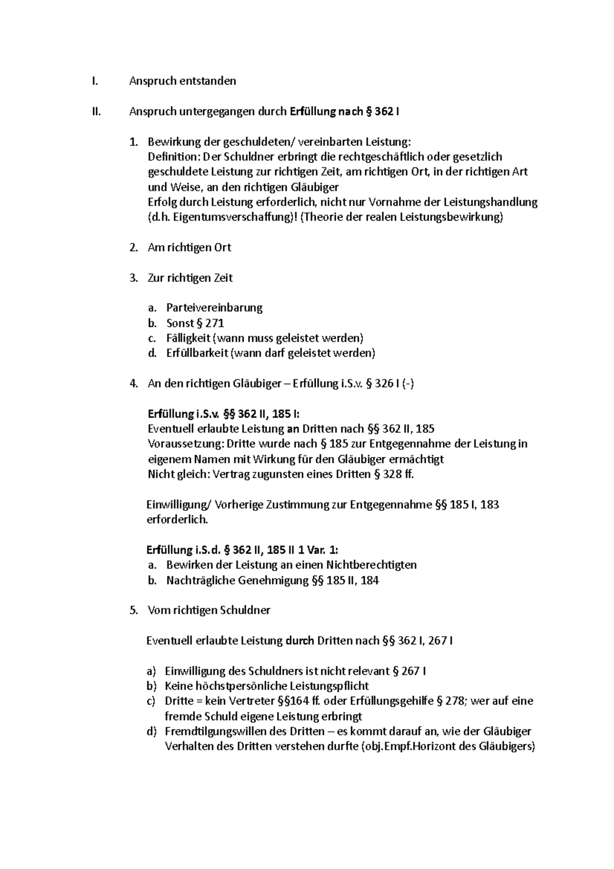 Anspruch Auf Kaufpreiszahlung Schema Schema Erfüllung - FSS21 - I. Anspruch entstanden II. Anspruch