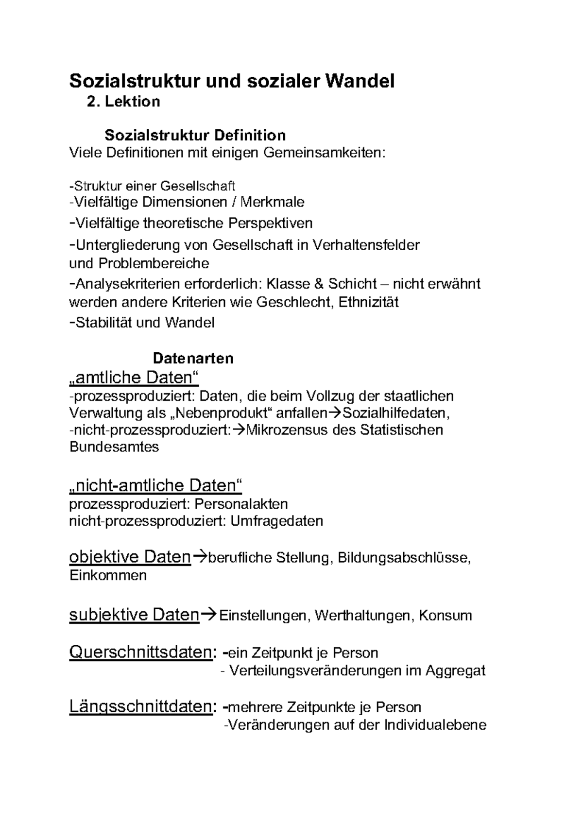 Sozialstruktur Und Sozialer Wandel - Lektion Sozialstruktur Definition ...