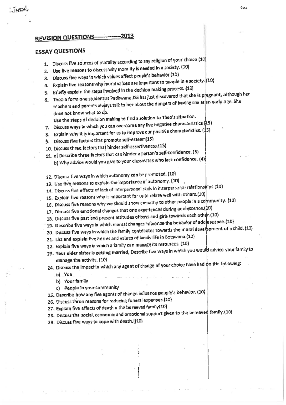 2013 ME Revision Questions compiled by Mr V - THER REVISION QUESTIONS ...