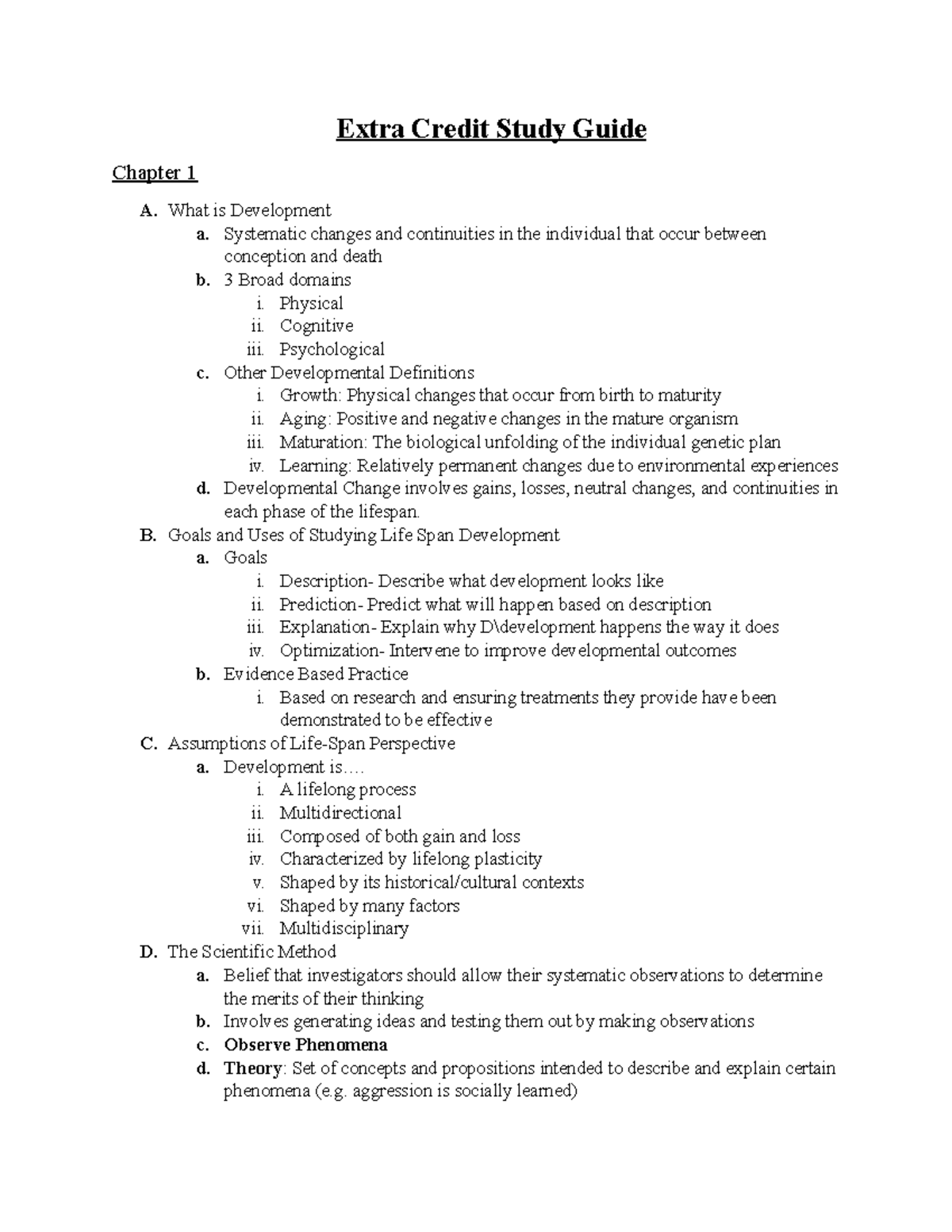 Psych Extra CRED - Lecture notes 1-16 - Extra Credit Study Guide ...