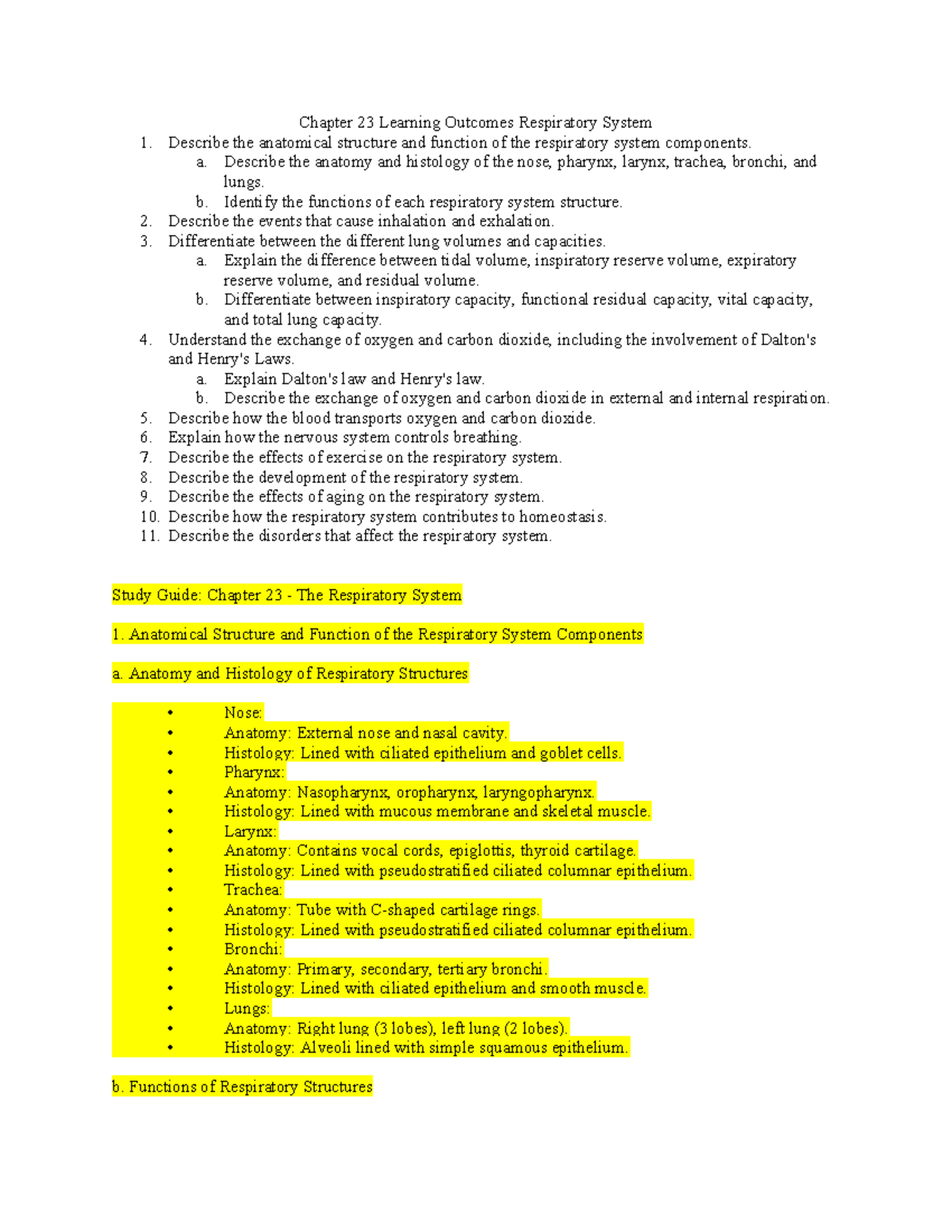 Chapter+23+Learning+Outcomes - Chapter 23 Learning Outcomes Respiratory ...