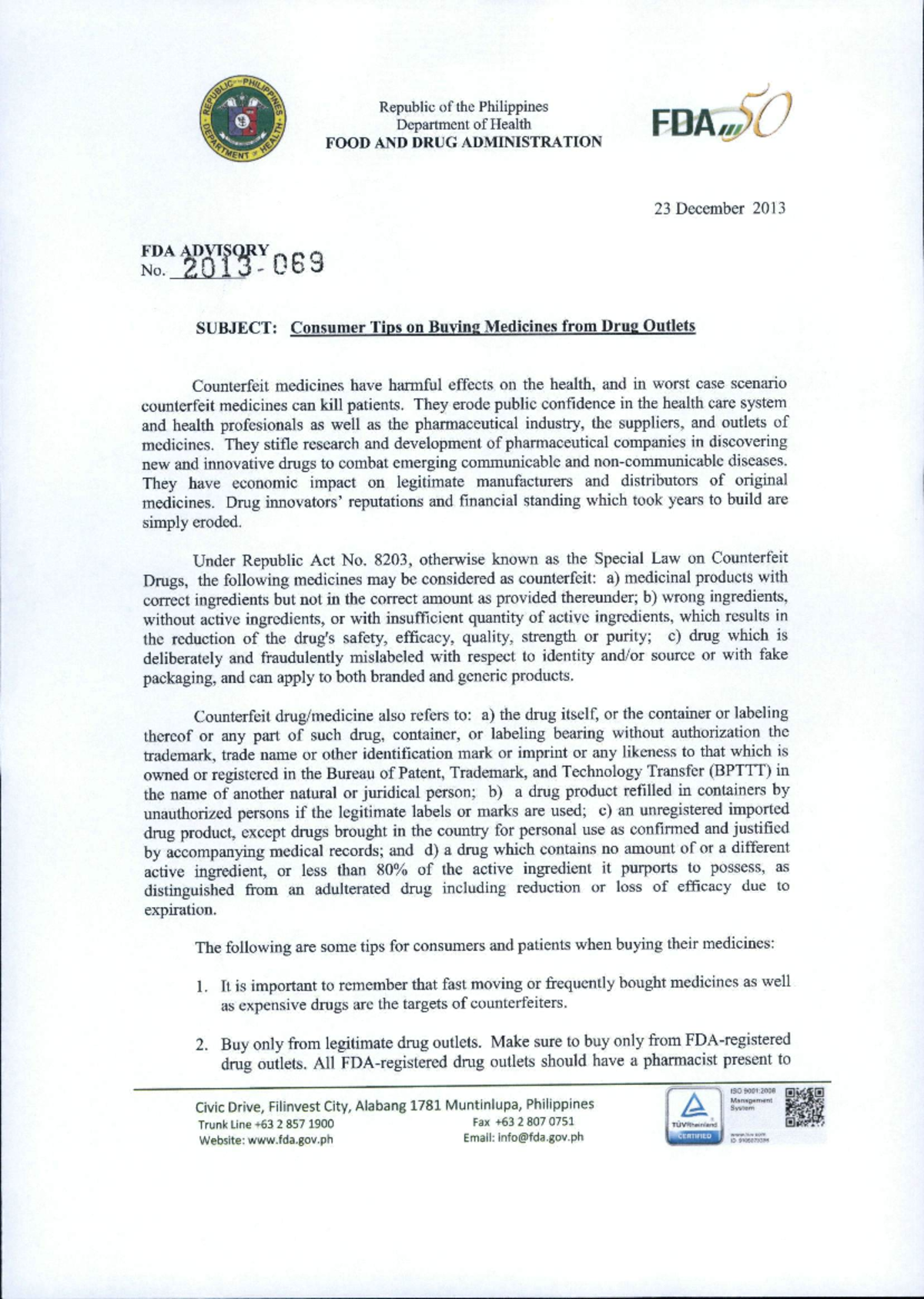 FDA-Advisory-No - sadsa - Bachelor of Secondary Education - Studocu