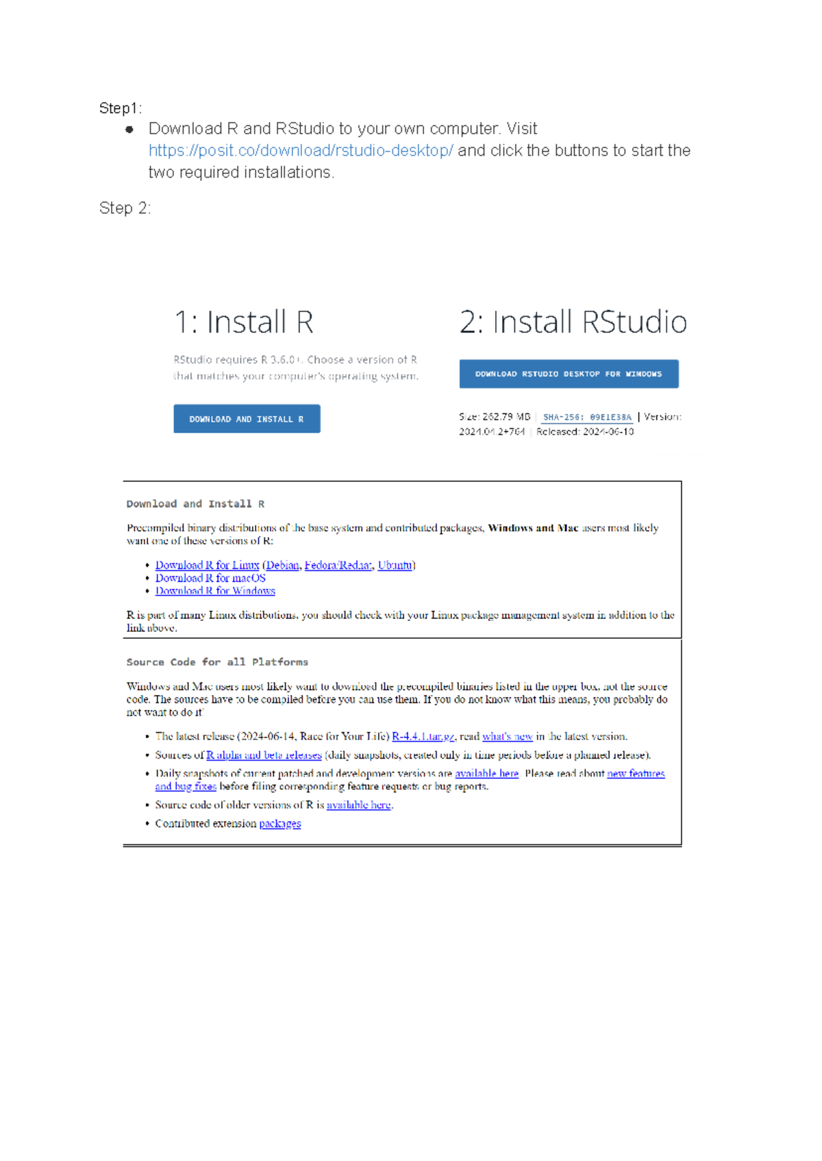 R programming - Important - ####### Step1: Download R and RStudio to ...