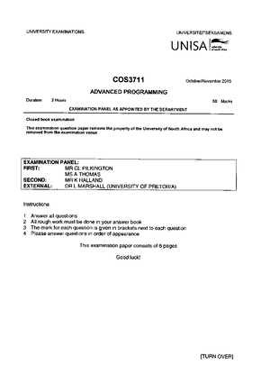 Cos3711 2015 10 E 1 Exam University Examinations Universiteitseksamens Ned Unisa Ison Cos3711 2015 10 E 1 Exam University Examinations Universiteitseksamens Ned Unisa Ison
