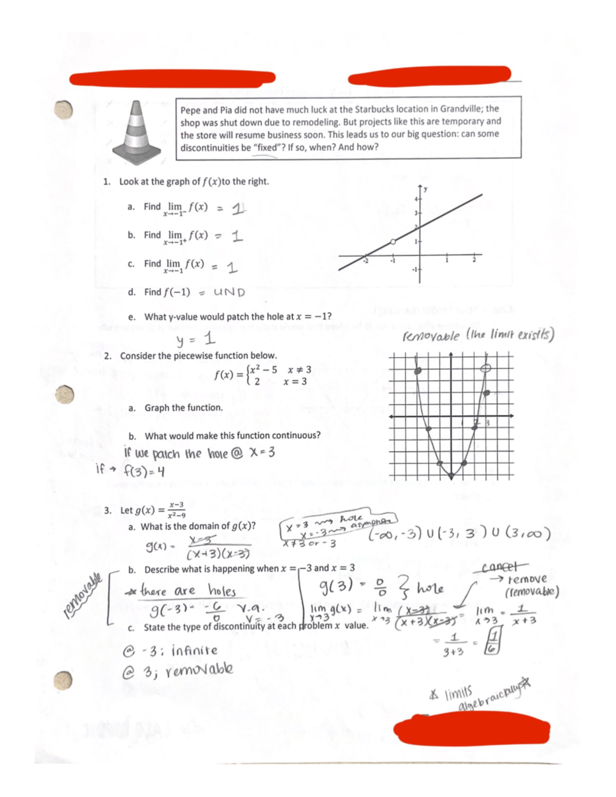 Calculus 1 How To Remove Discontinuities MA 1713 Studocu