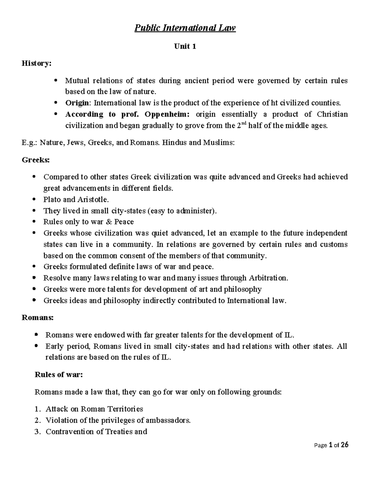 Pil unit 1 - Pub - Public International Law Unit 1 History: Mutual ...