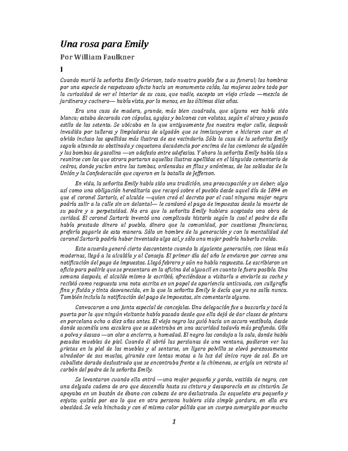 Una rosa para emily - libro para leer - Una rosa para Emily Por William ...