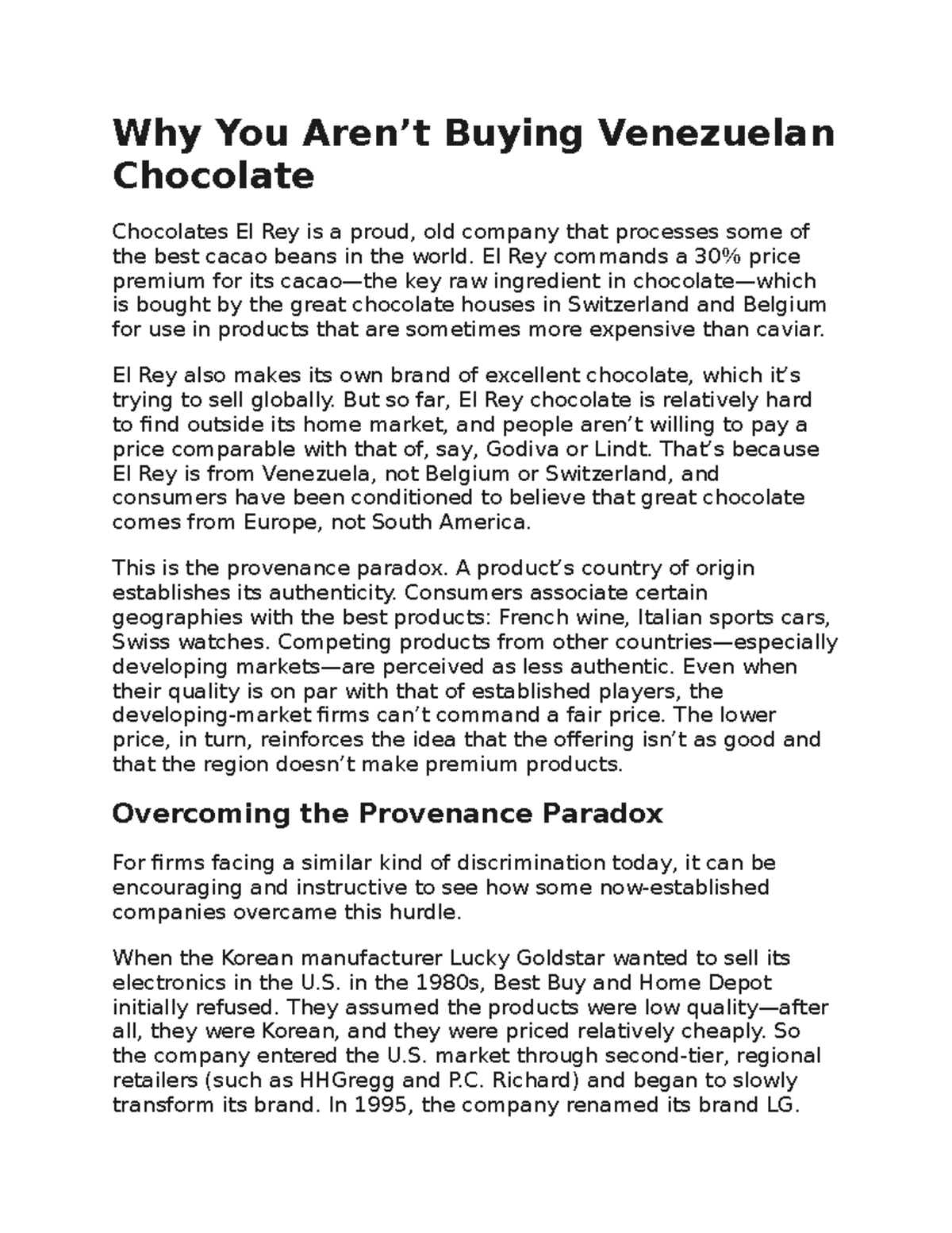 Provenance paradox follow up reading - Why You Aren’t Buying Venezuelan ...
