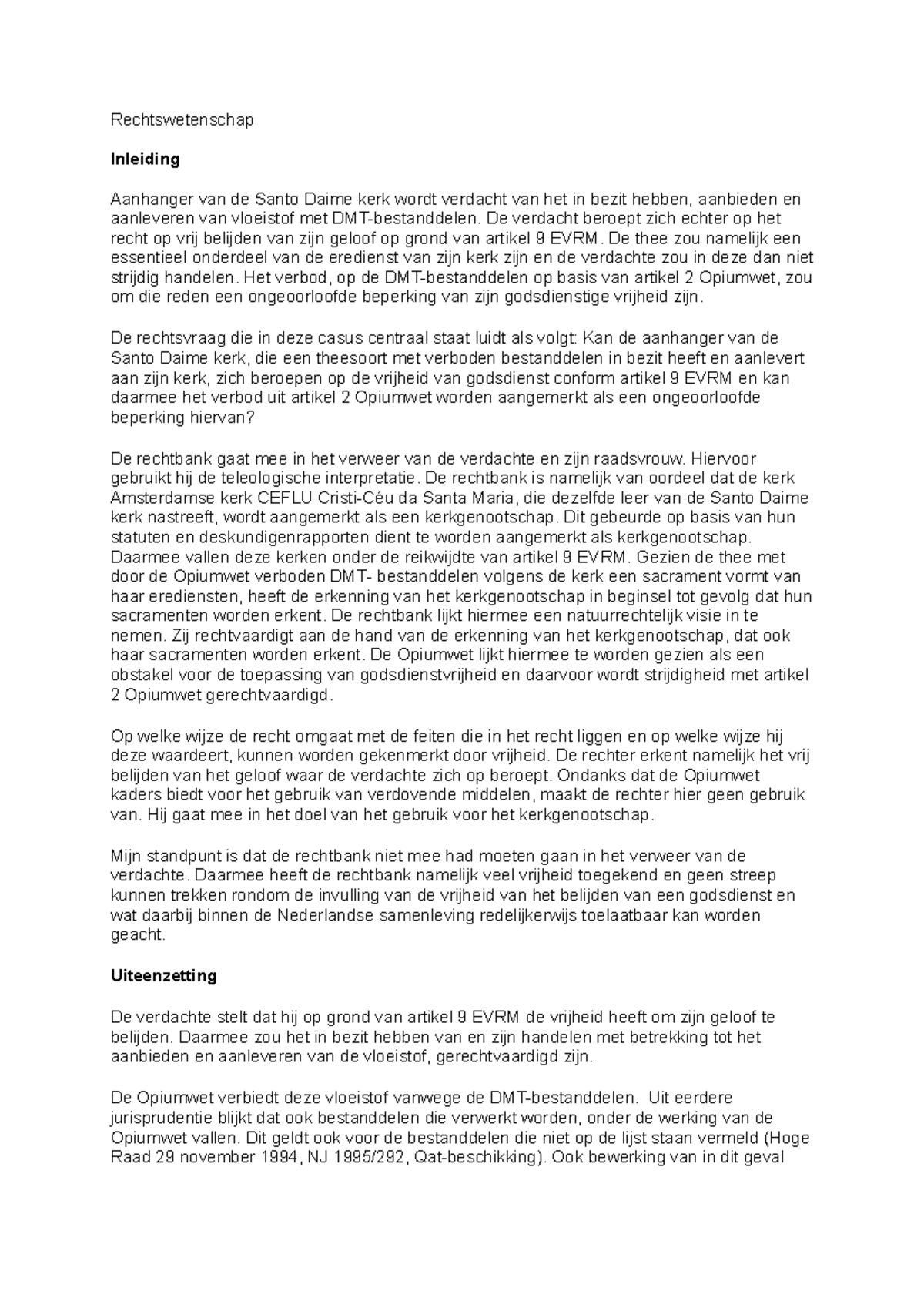 Rechtswetenschap - Uitwerking Opdracht - Rechtswetenschap Inleiding ...