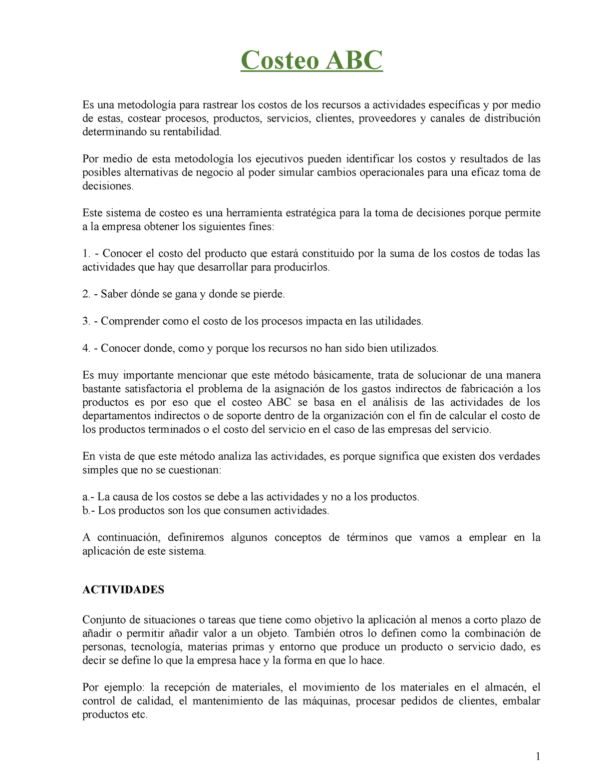 Enunciado Casos Semana 9 - 2021 01 - OK - Costeo ABC Es Una Metodología ...