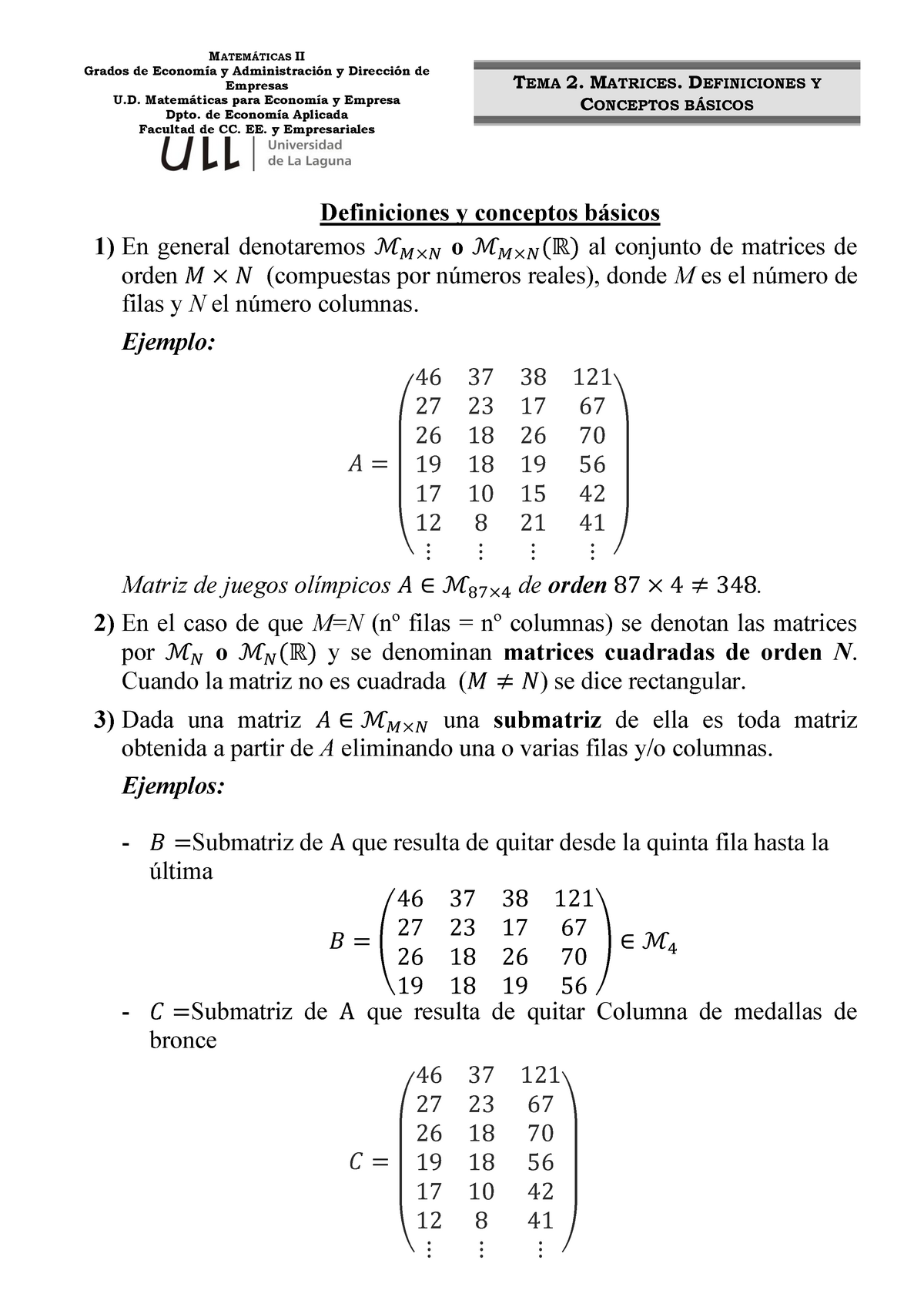 1 Matrices Conceptos Básicos Detallado - Grados De Economía Y ...