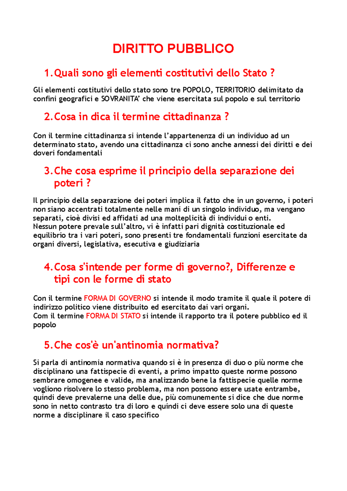 Domande Diritto Pubblico 2 - DIRITTO PUBBLICO 1 Sono Gli Elementi ...